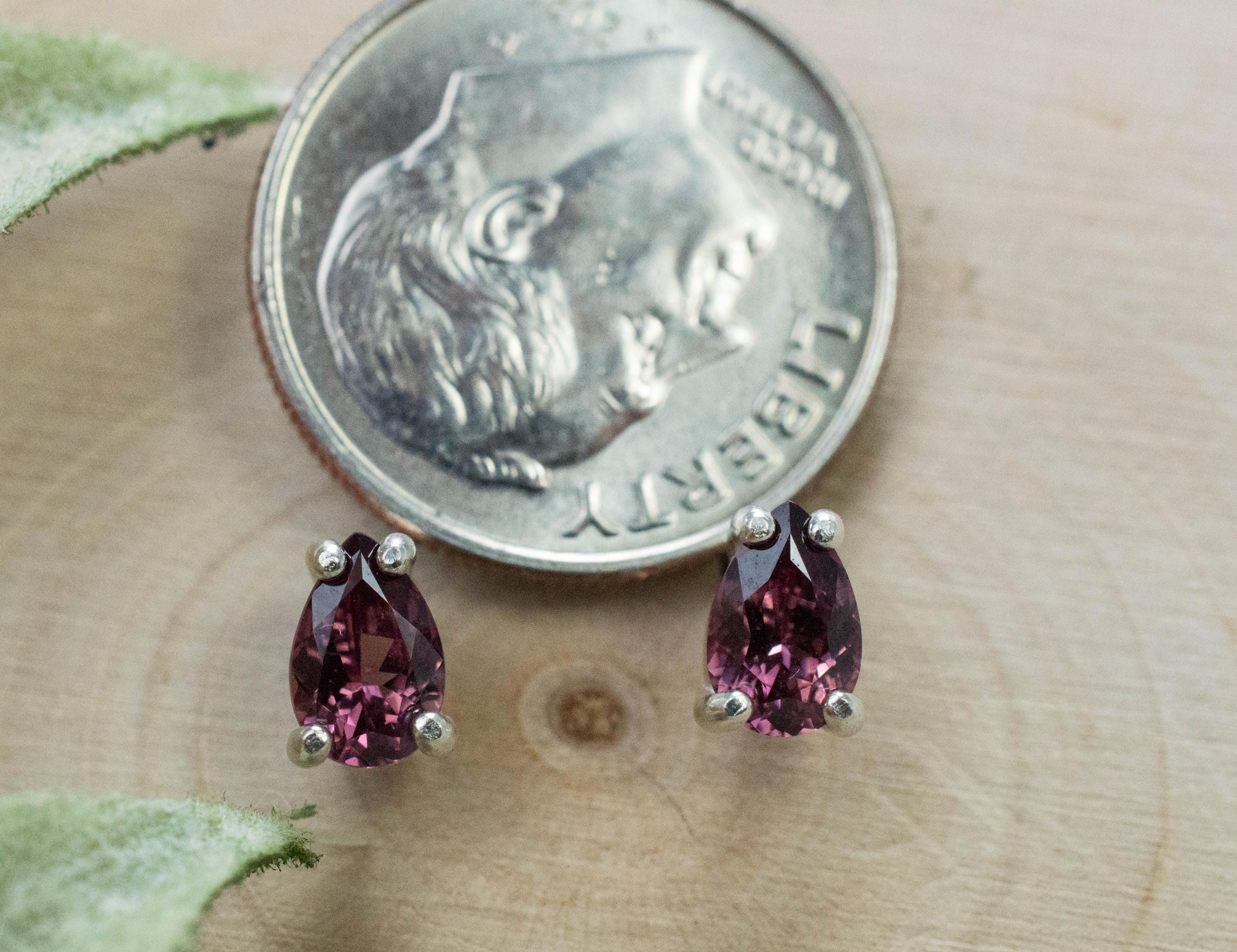 Cranberry Garnet Earrings, Natural Untreated Tanzanian Garnet; 0.930cts - Mark Oliver Gems