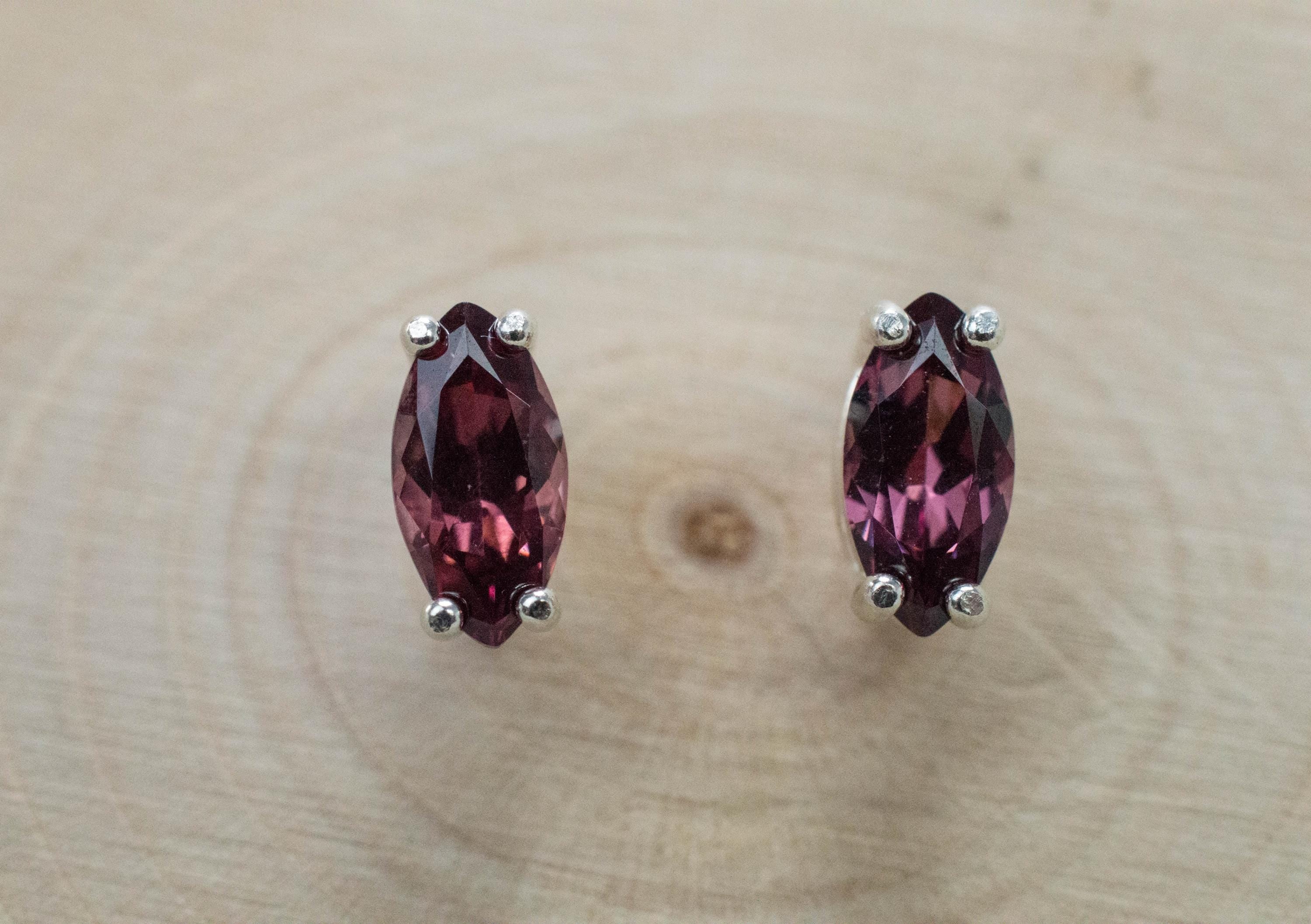 Cranberry Garnet Earrings, Natural Untreated Tanzanian Garnet; 1.060cts - Mark Oliver Gems