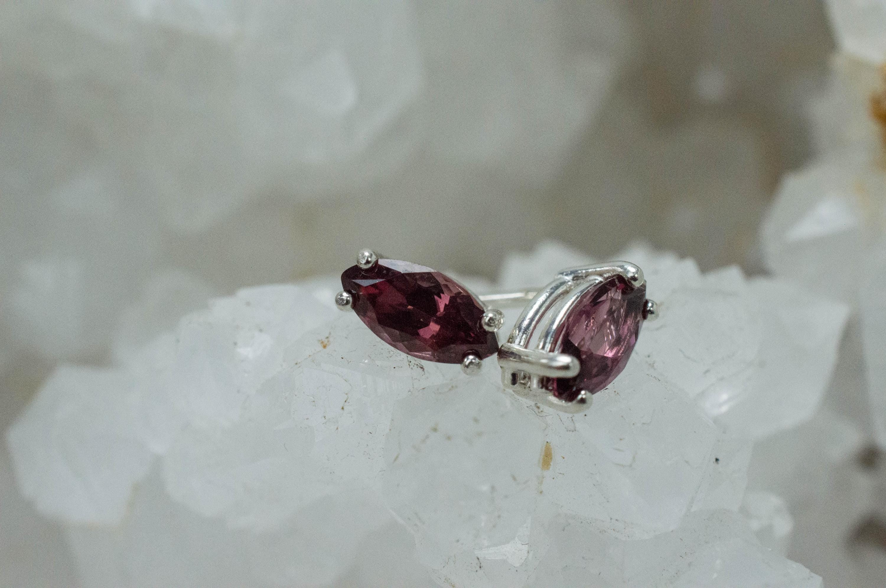 Cranberry Garnet Earrings, Natural Untreated Tanzanian Garnet; 1.060cts - Mark Oliver Gems