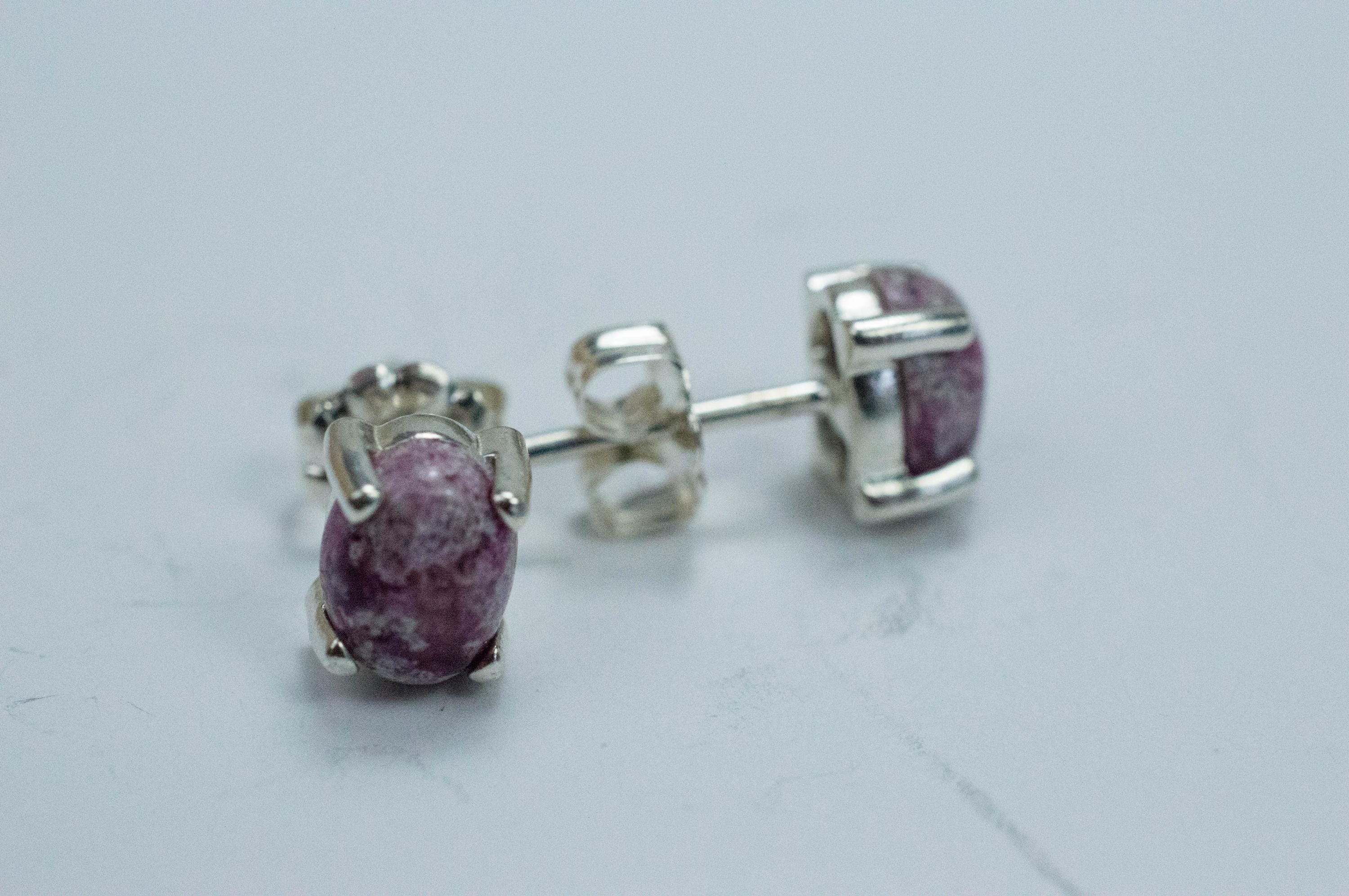 Bixbite Earrings; Natural Untreated USA Red Beryl in Matrix; 1.600cts - Mark Oliver Gems