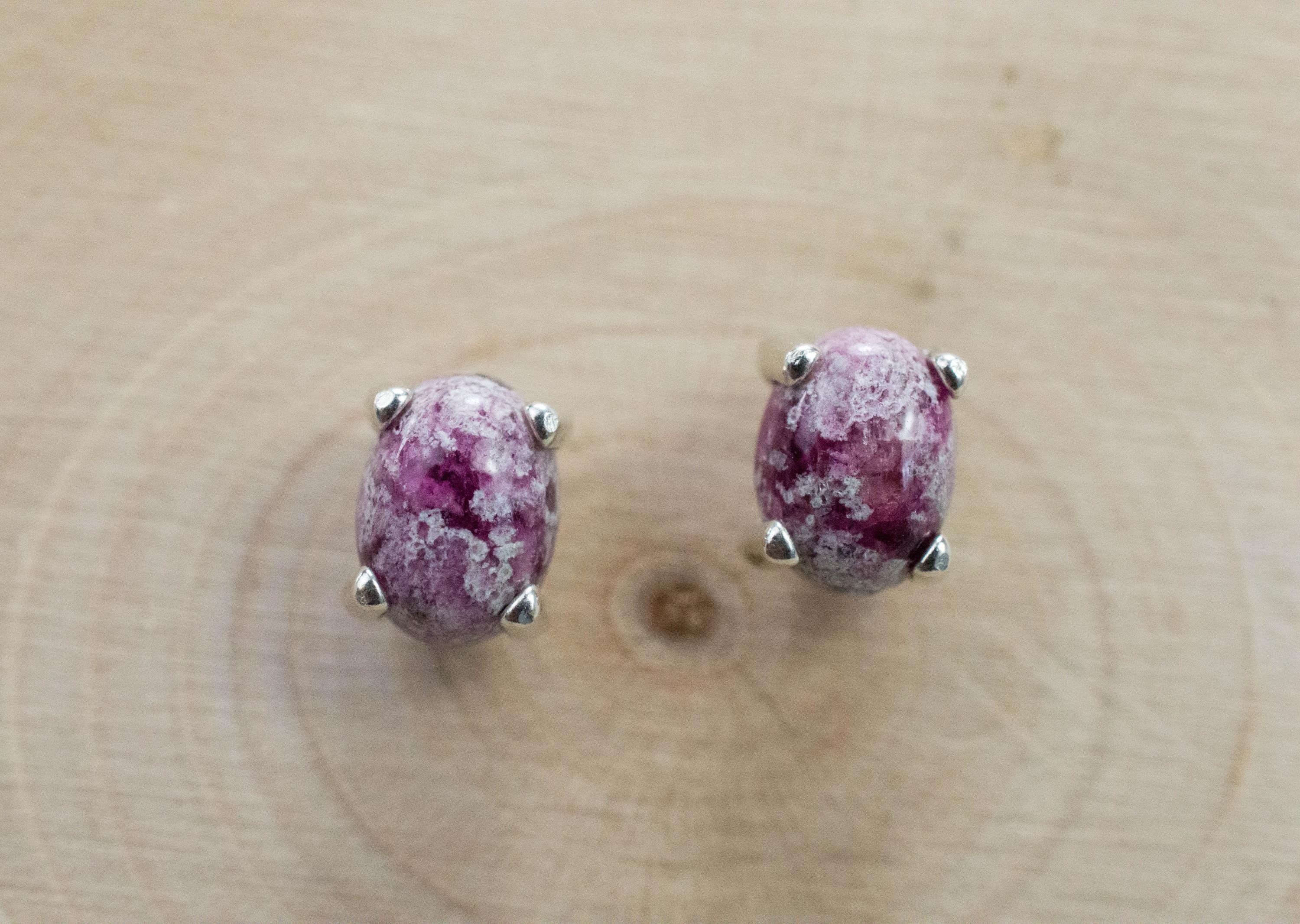 Bixbite Earrings; Natural Untreated USA Red Beryl in Matrix; 1.600cts - Mark Oliver Gems