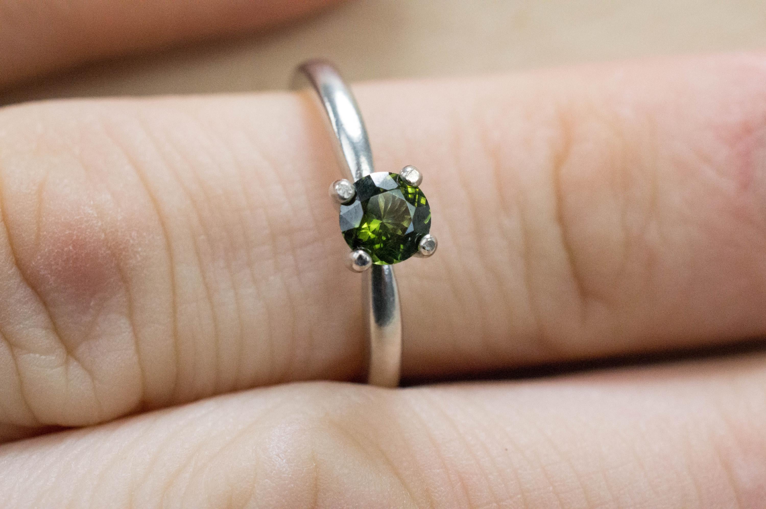 Zircon Ring; Genuine Untreated Sri Lanka Green Zircon; 0.485cts - Mark Oliver Gems