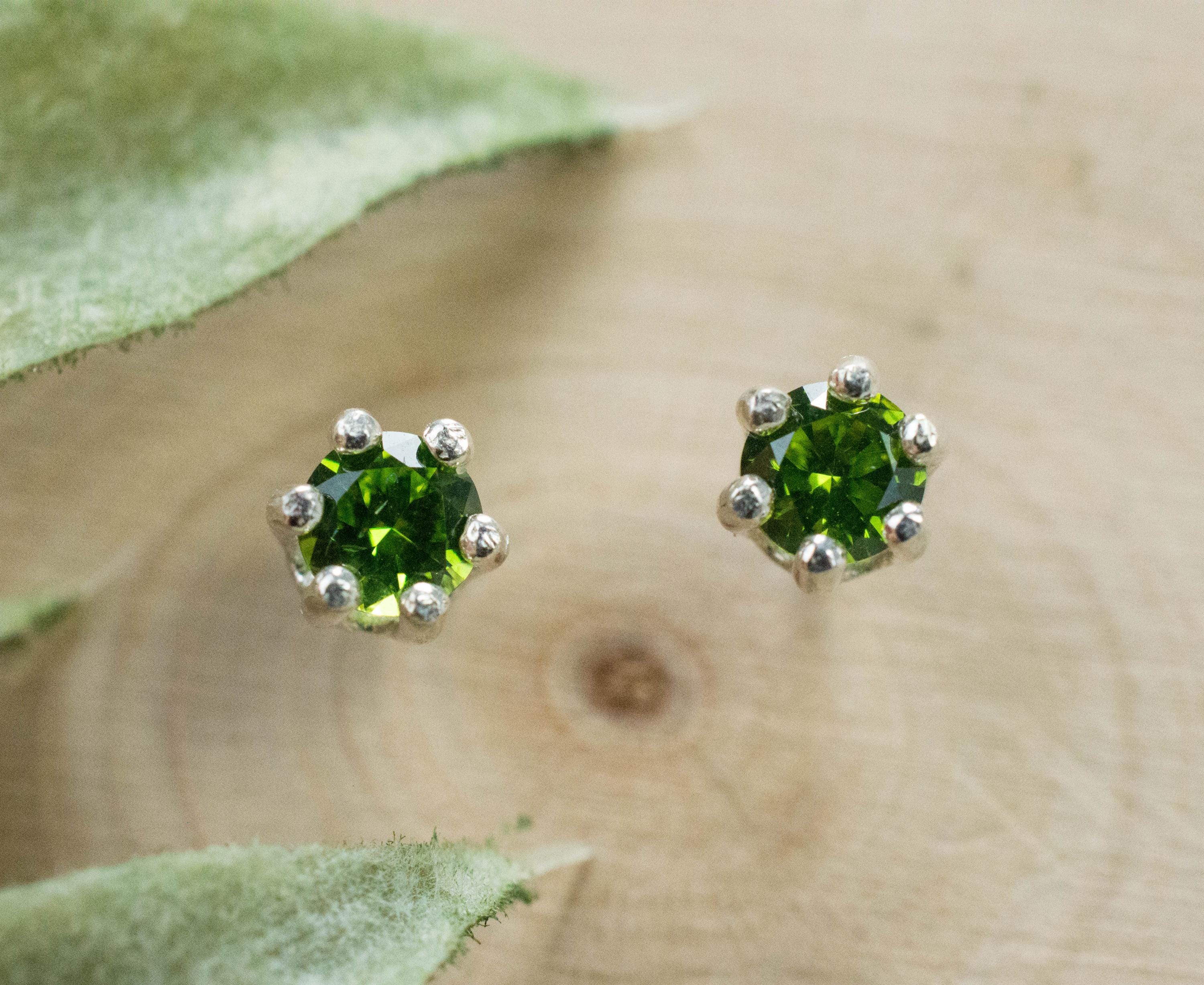Green Zircon Earrings; Natural Untreated Sri Lanka Zircon; 0.535cts - Mark Oliver Gems
