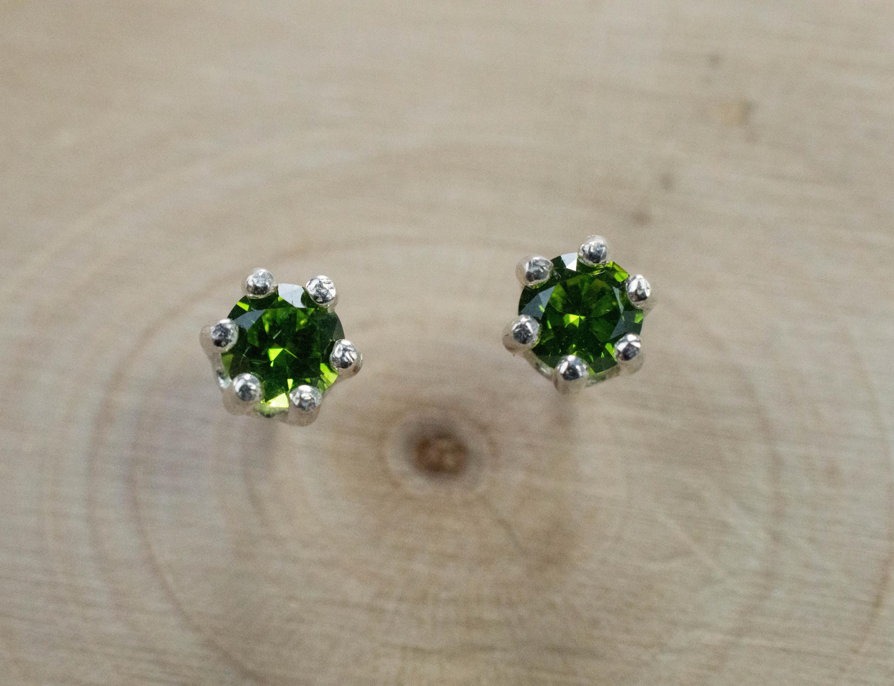 Green Zircon Earrings; Natural Untreated Sri Lanka Zircon; 0.535cts - Mark Oliver Gems