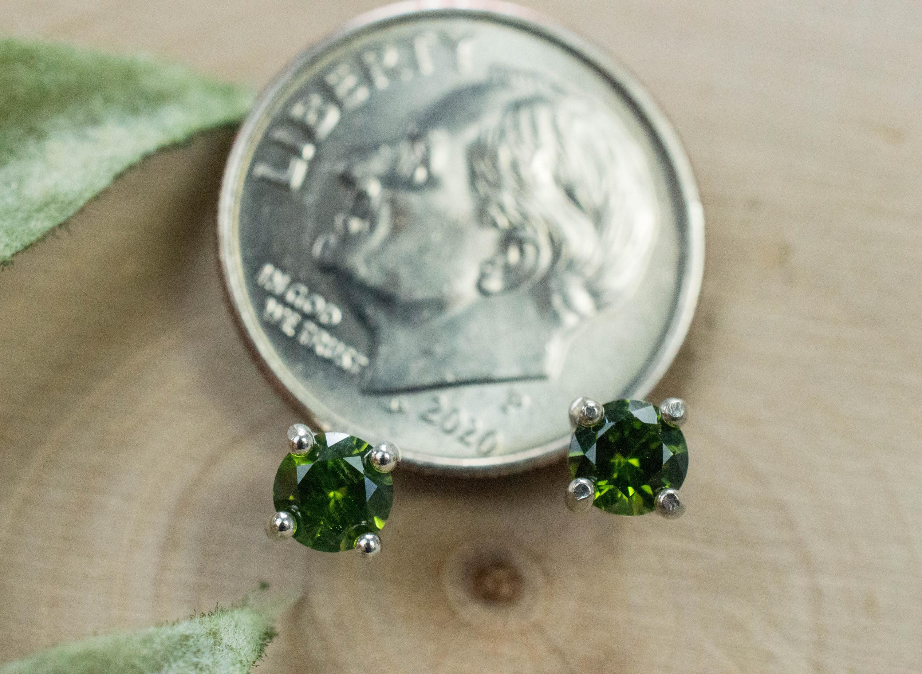 Green Zircon Earrings; Natural Untreated Sri Lanka Zircon; 0.590cts - Mark Oliver Gems