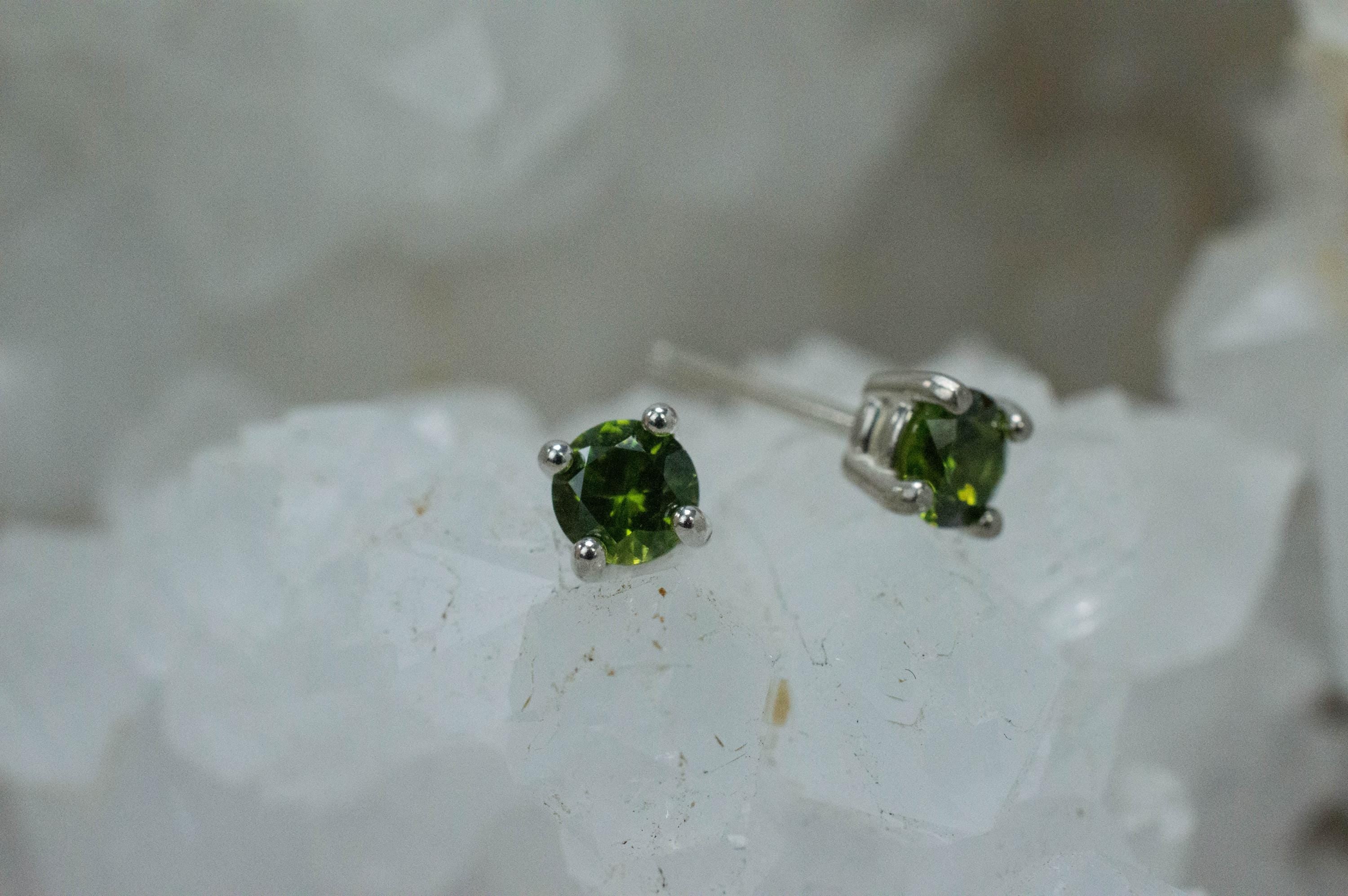 Green Zircon Earrings; Natural Untreated Sri Lanka Zircon; 0.590cts - Mark Oliver Gems