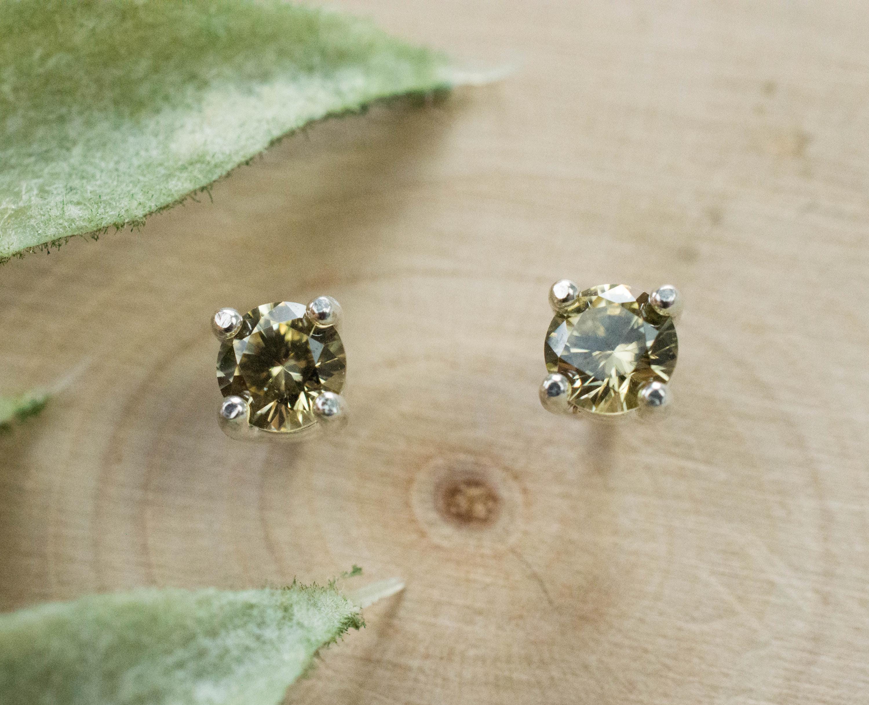 Yellow Zircon Earrings; Natural Untreated Sri Lanka Zircon; 0.710cts - Mark Oliver Gems