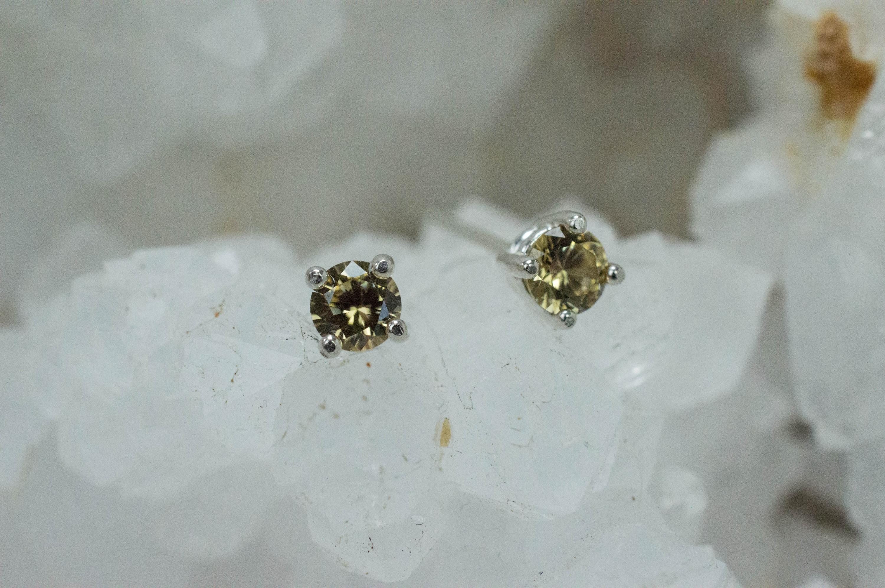 Yellow Zircon Earrings; Natural Untreated Sri Lanka Zircon; 0.710cts - Mark Oliver Gems