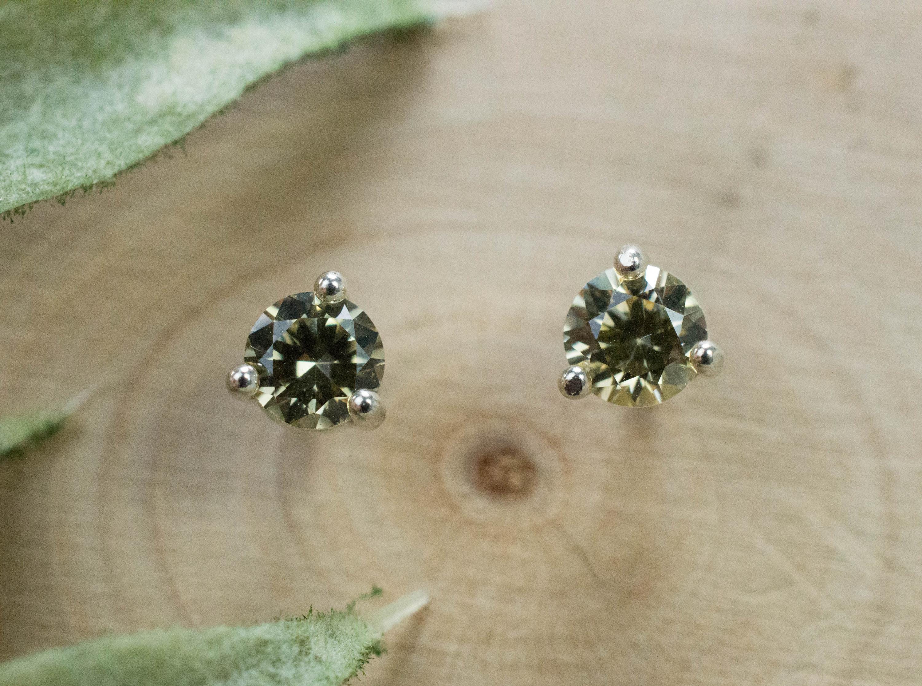 Yellow Zircon Earrings; Natural Untreated Sri Lanka Zircon; 0.720cts - Mark Oliver Gems