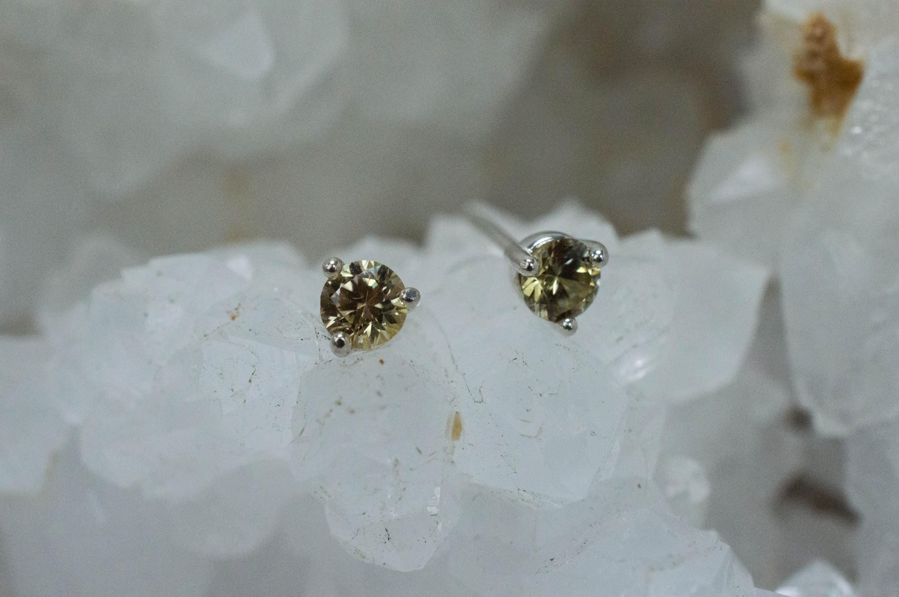 Yellow Zircon Earrings; Natural Untreated Sri Lanka Zircon; 0.720cts - Mark Oliver Gems