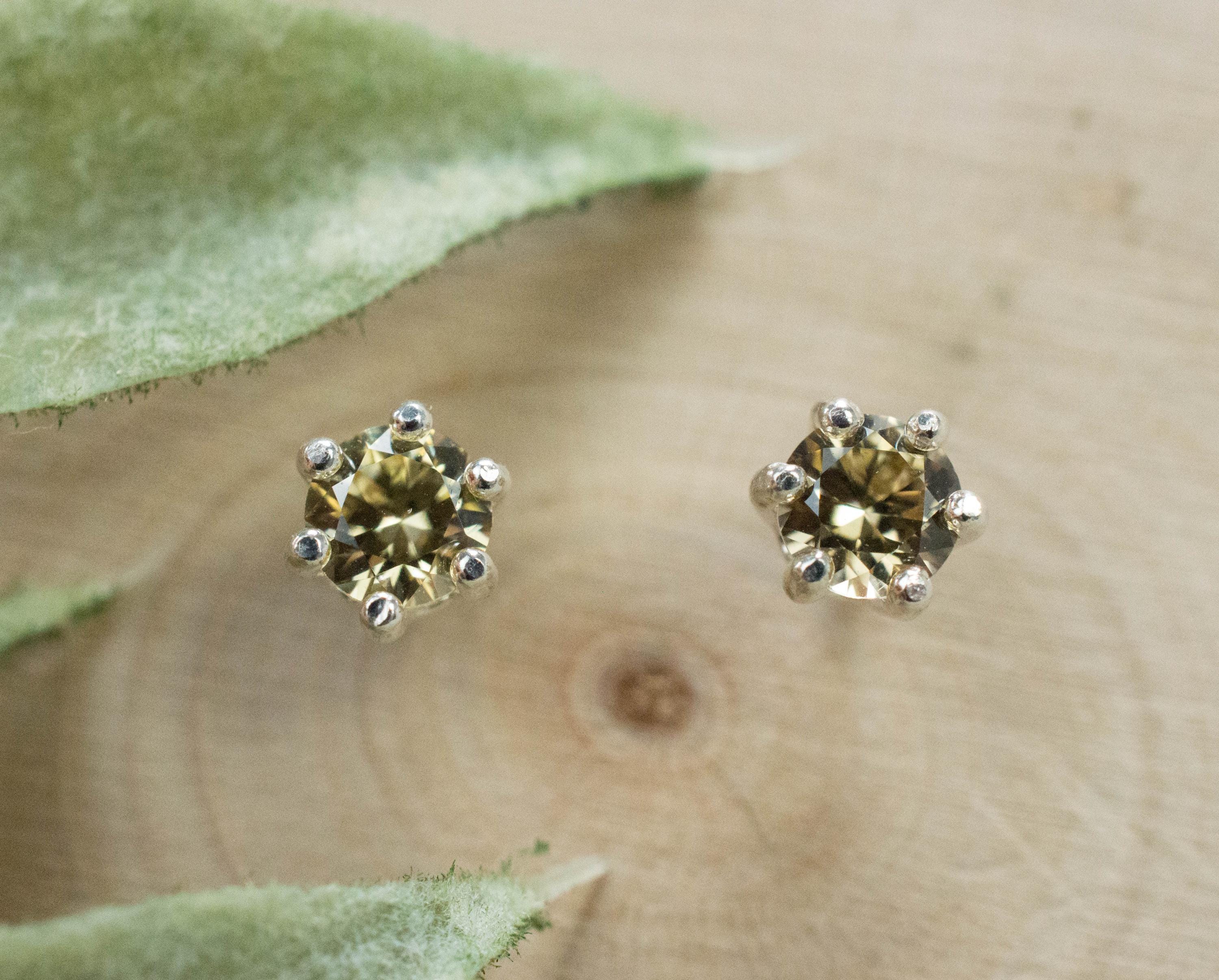 Yellow Zircon Earrings; Natural Untreated Sri Lanka Zircon; 0.730cts - Mark Oliver Gems