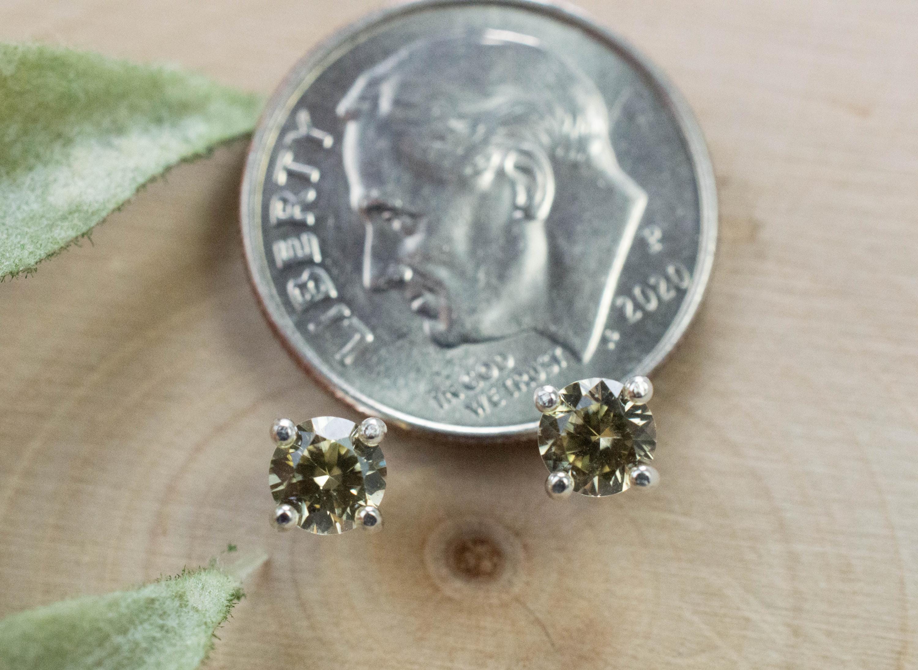 Yellow Zircon Earrings; Natural Untreated Sri Lanka Zircon; 0.740cts - Mark Oliver Gems