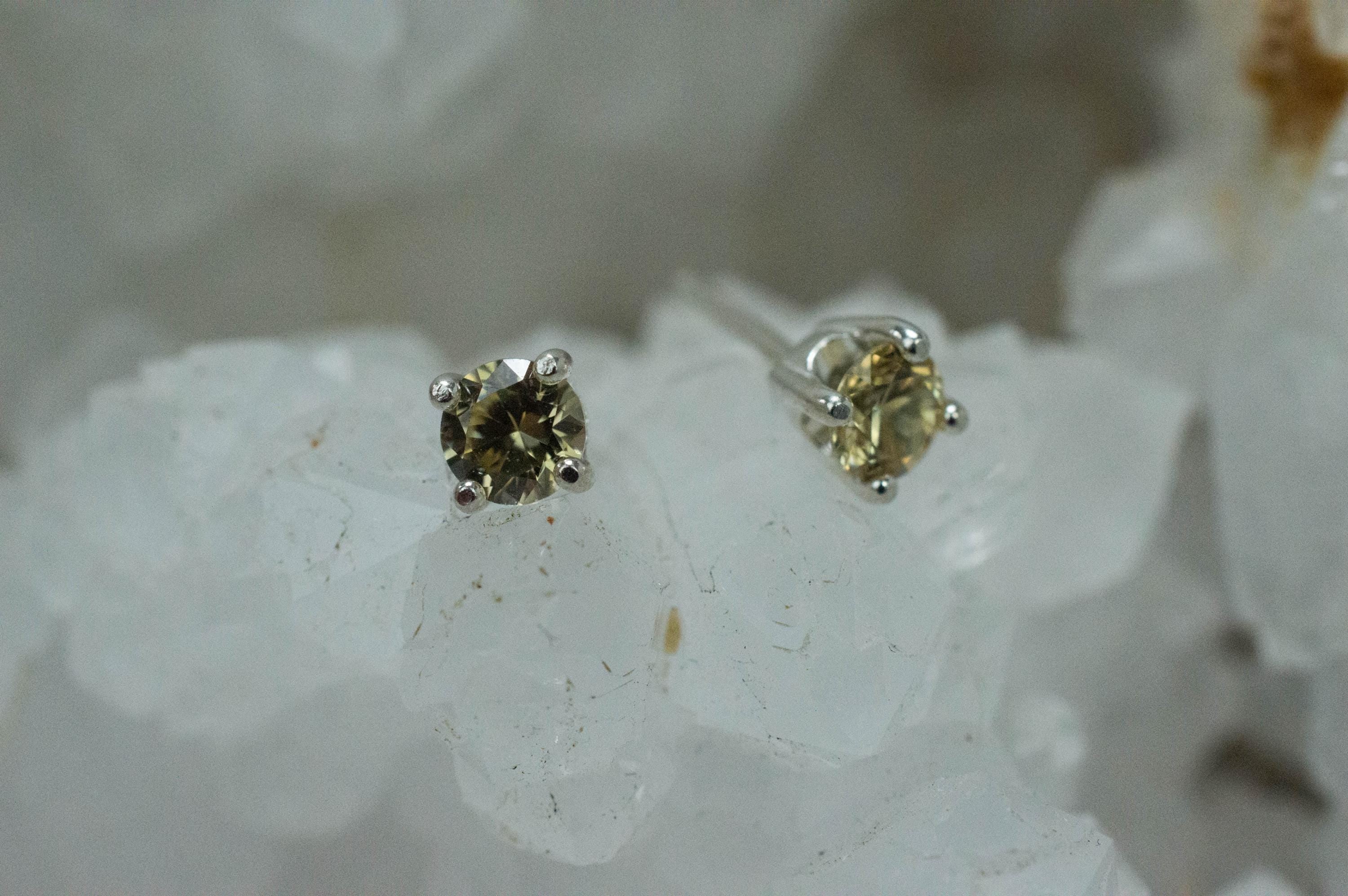 Yellow Zircon Earrings; Natural Untreated Sri Lanka Zircon; 0.740cts - Mark Oliver Gems