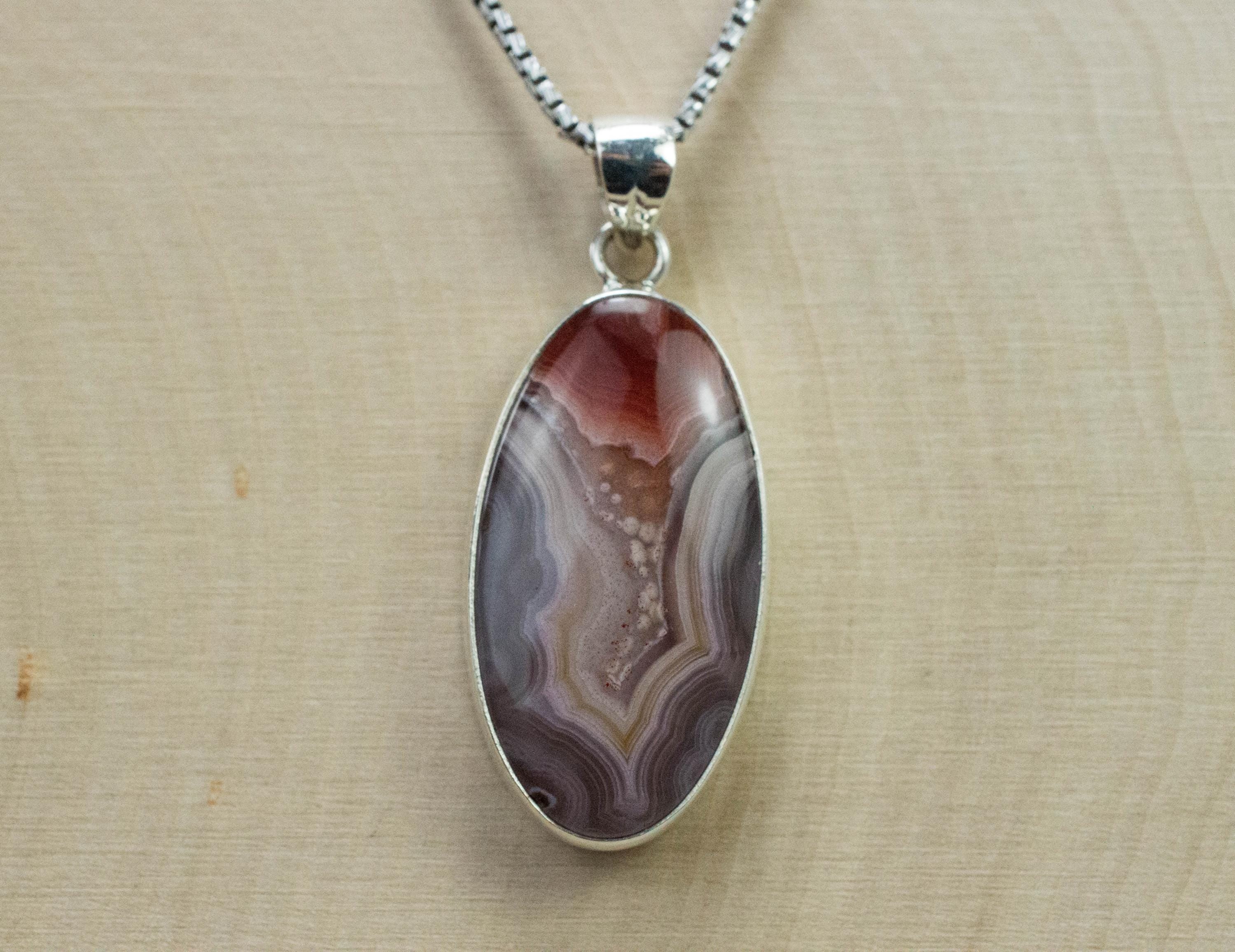 Crazy Lace Agate Pendant; Natural Untreated Mexican Agate - Mark Oliver Gems