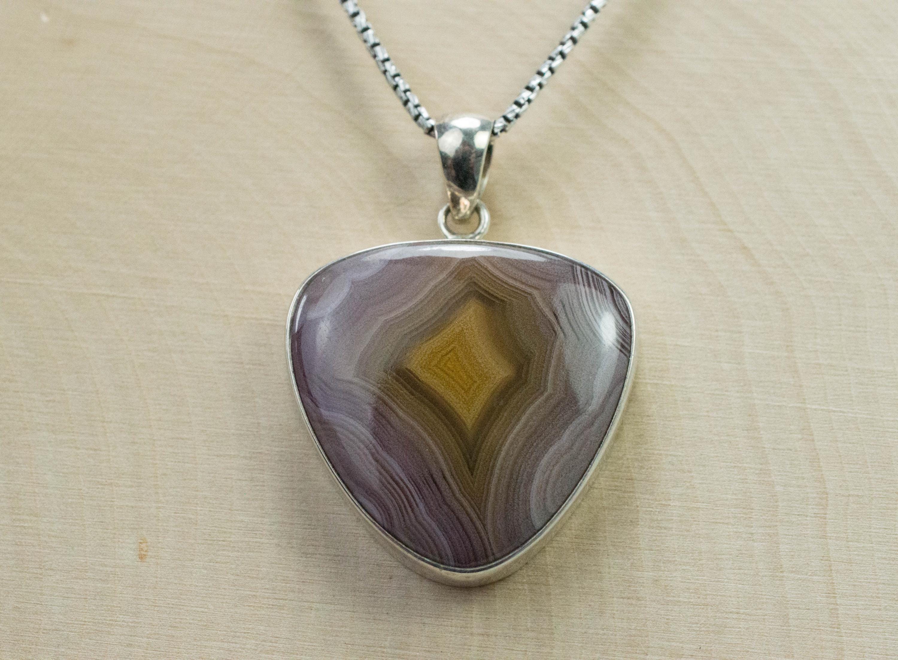 Parcelas Agate Pendant; Natural Untreated Mexican Purple Passion Agate - Mark Oliver Gems