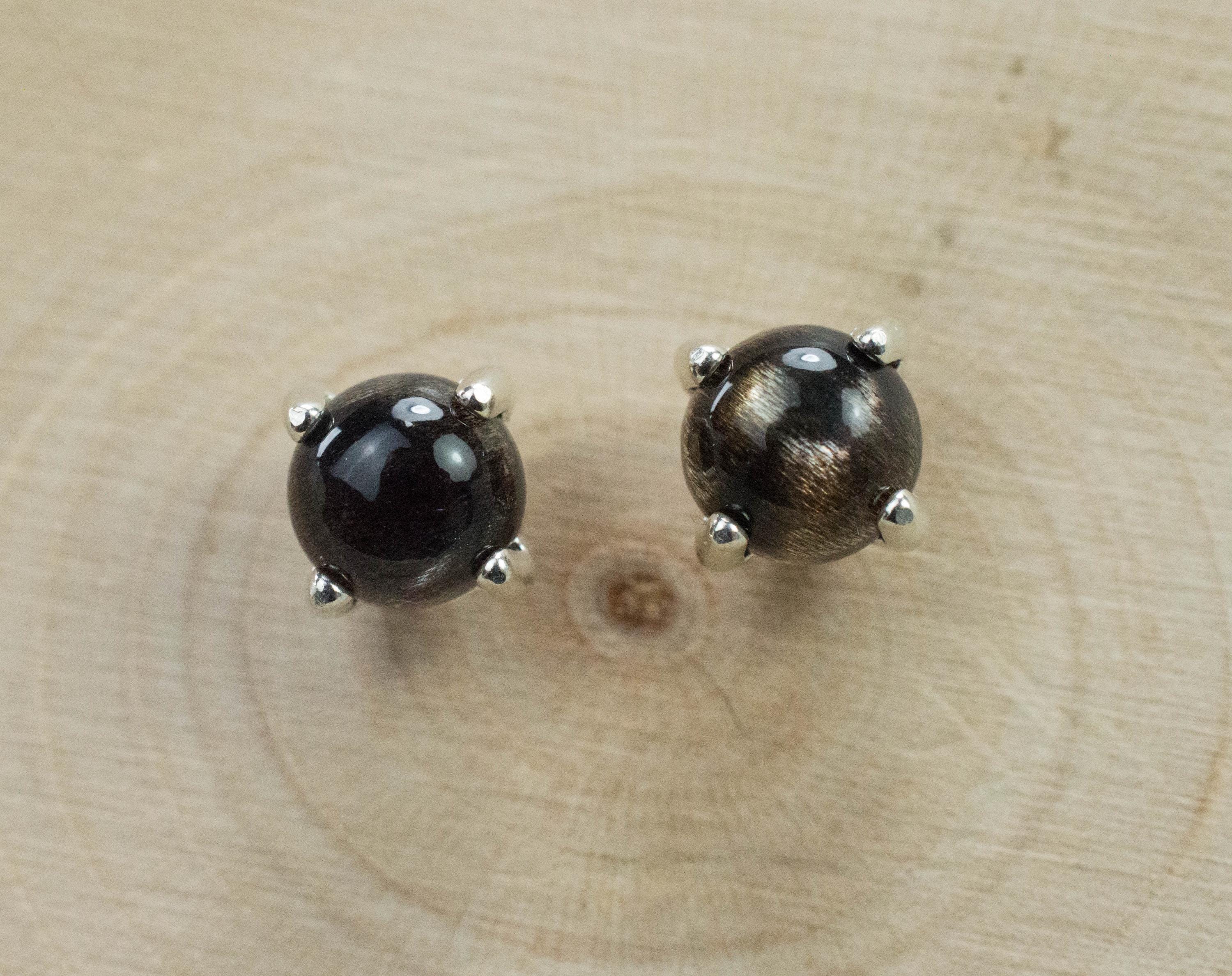 Black Moonstone Earrings; Natural Untreated India Moonstone; 1.690cts - Mark Oliver Gems