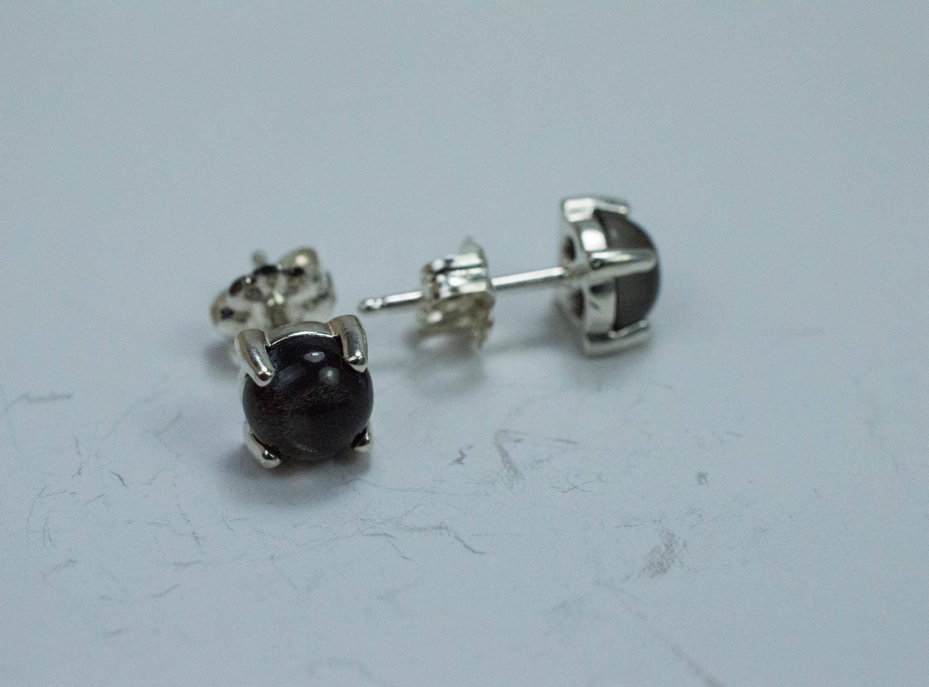 Black Moonstone Earrings; Natural Untreated India Moonstone; 1.690cts - Mark Oliver Gems