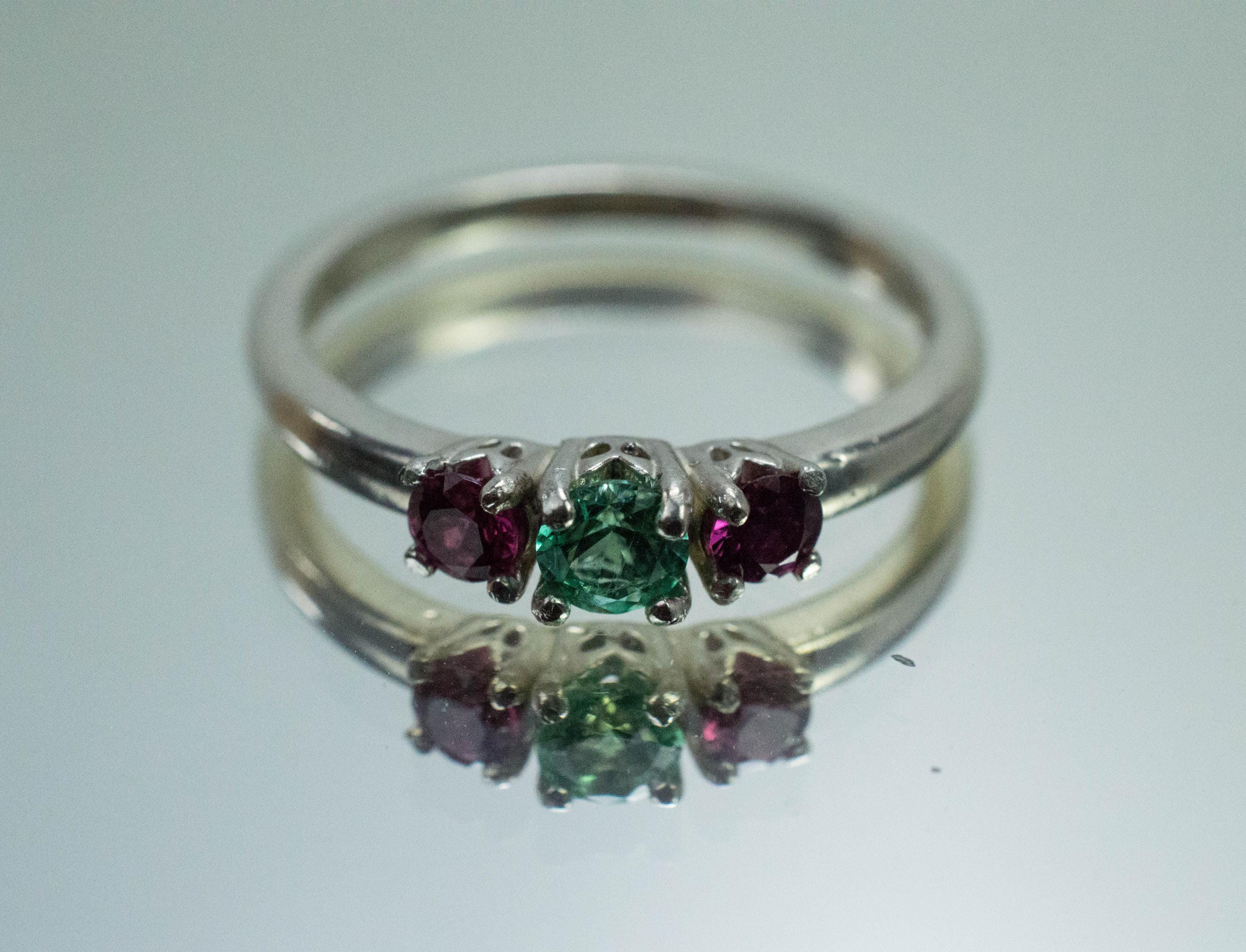 Emerald and Ruby Ring; Natural Zambia Emerald and Thailand Ruby - Mark Oliver Gems