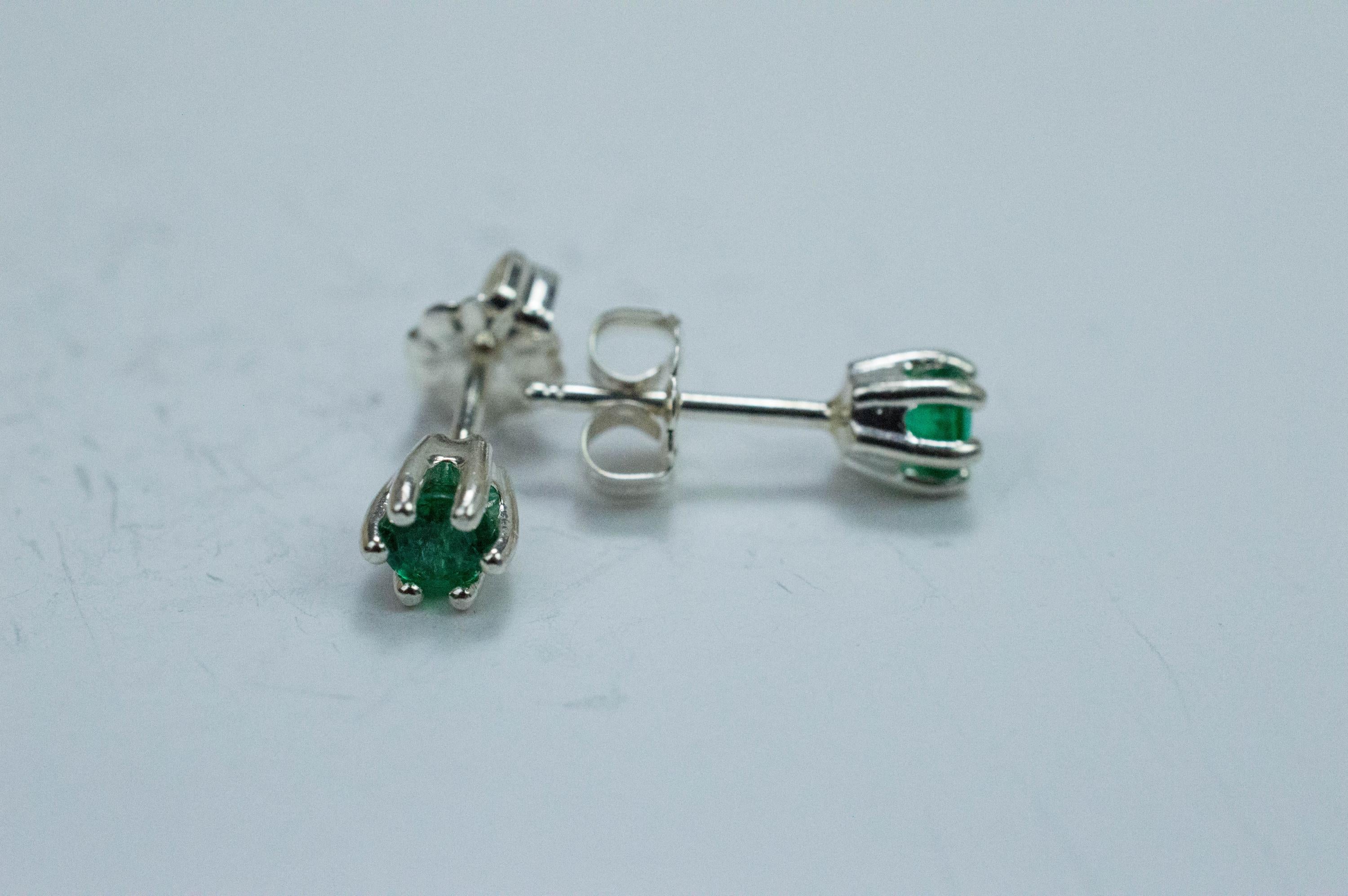 Emerald Earrings; Natural Zambia Emeralds; 0.350cts - Mark Oliver Gems