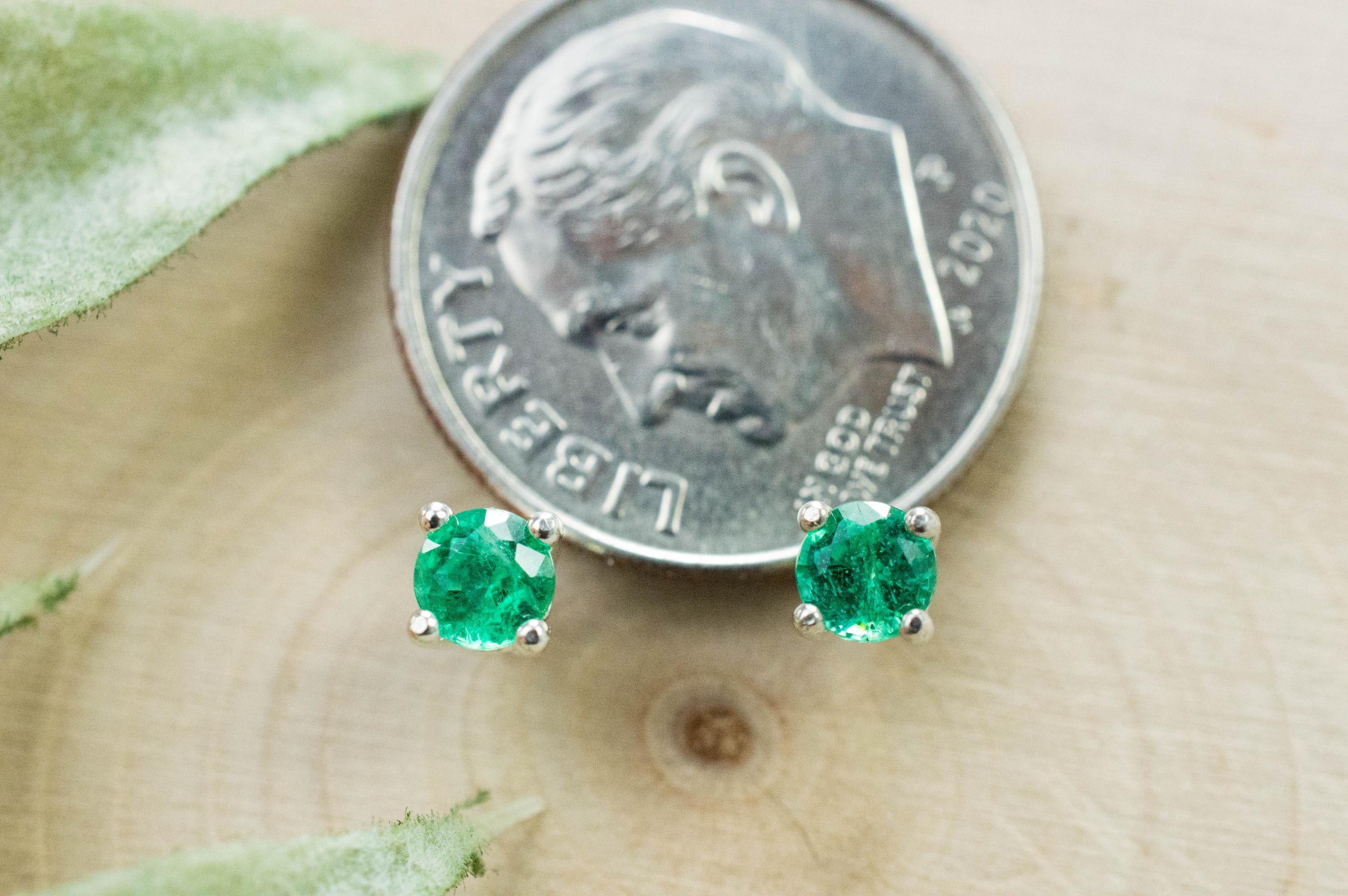 Emerald Earrings; Natural Zambia Emeralds; 0.400cts - Mark Oliver Gems