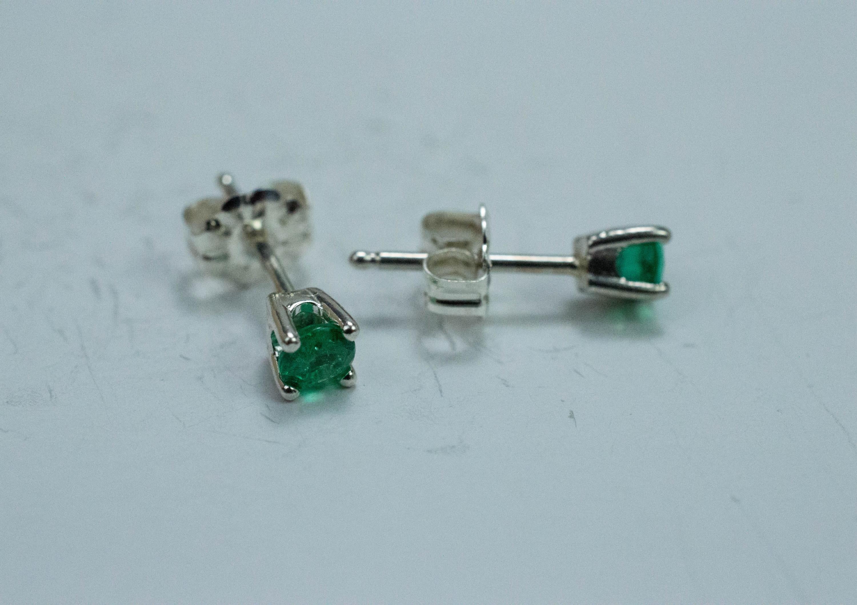 Emerald Earrings; Natural Zambia Emeralds; 0.400cts - Mark Oliver Gems