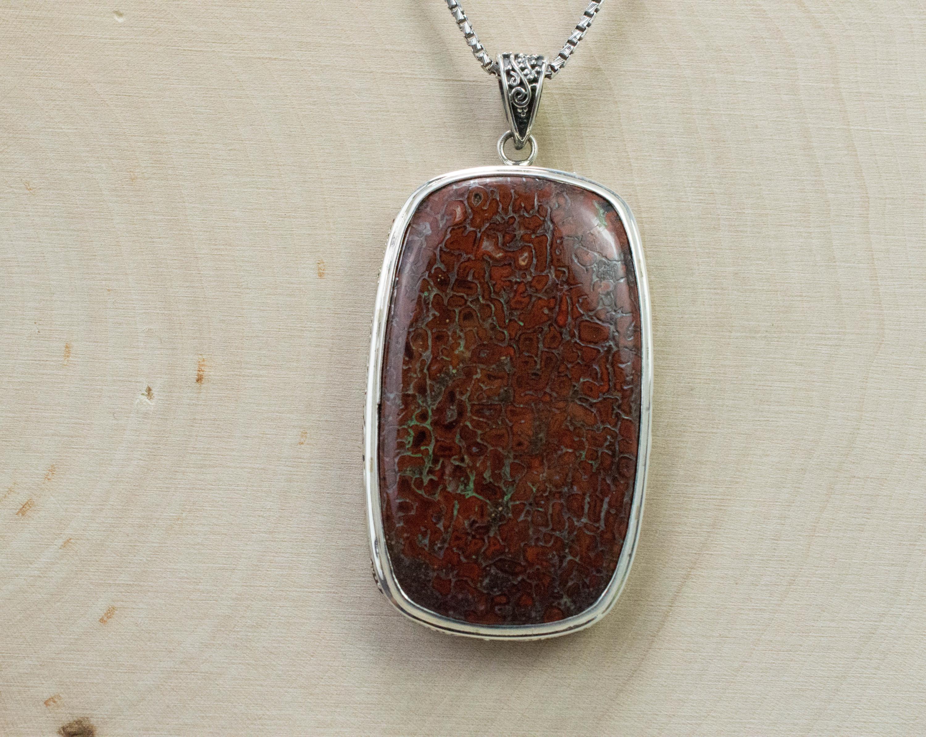 Dinosaur Bone Pendant; Natural Untreated Utah Dino Bone; 42x25mm - Mark Oliver Gems