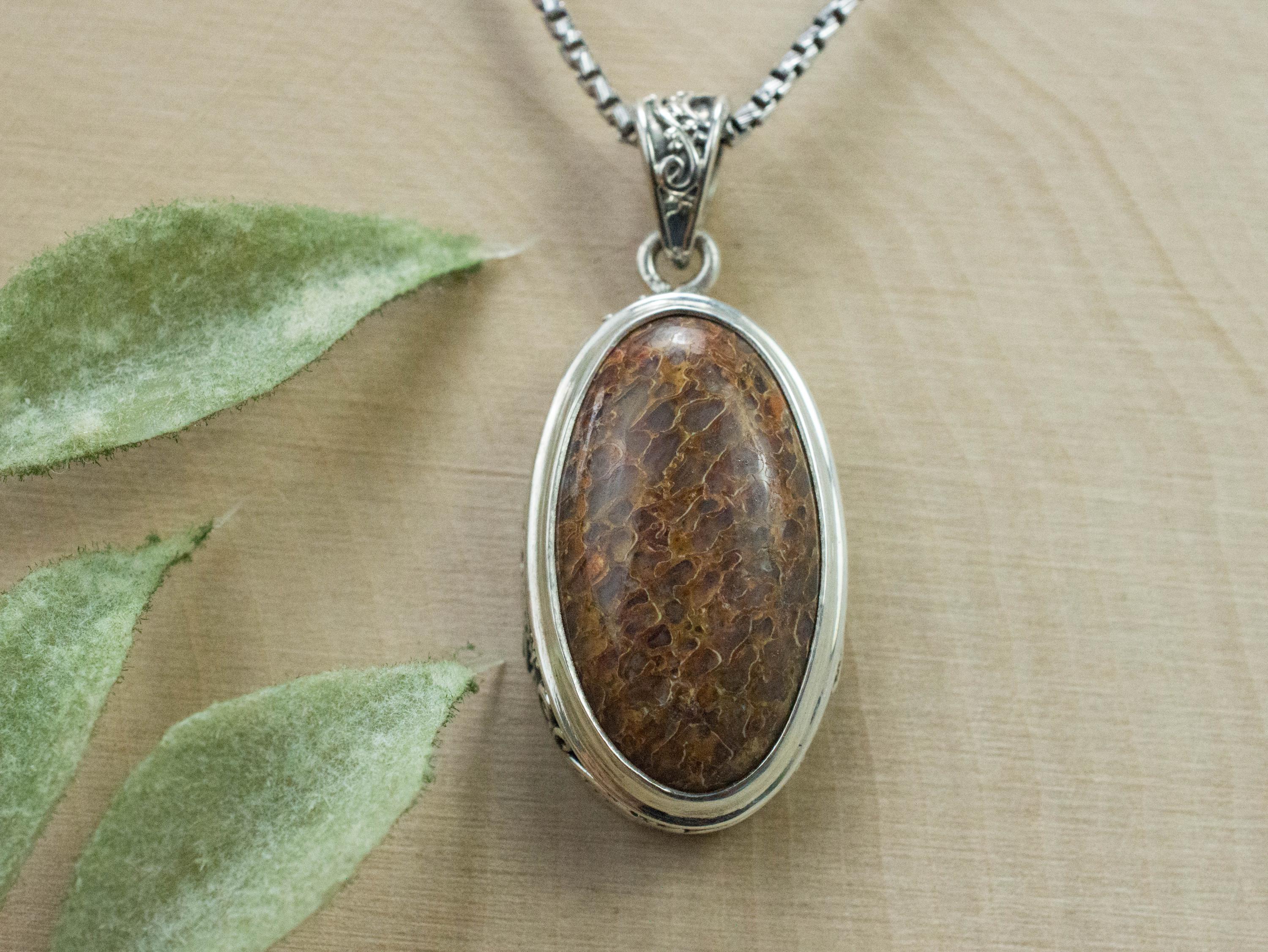 Dinosaur Bone Pendant; Natural Untreated Utah Dino Bone; 22x14mm - Mark Oliver Gems