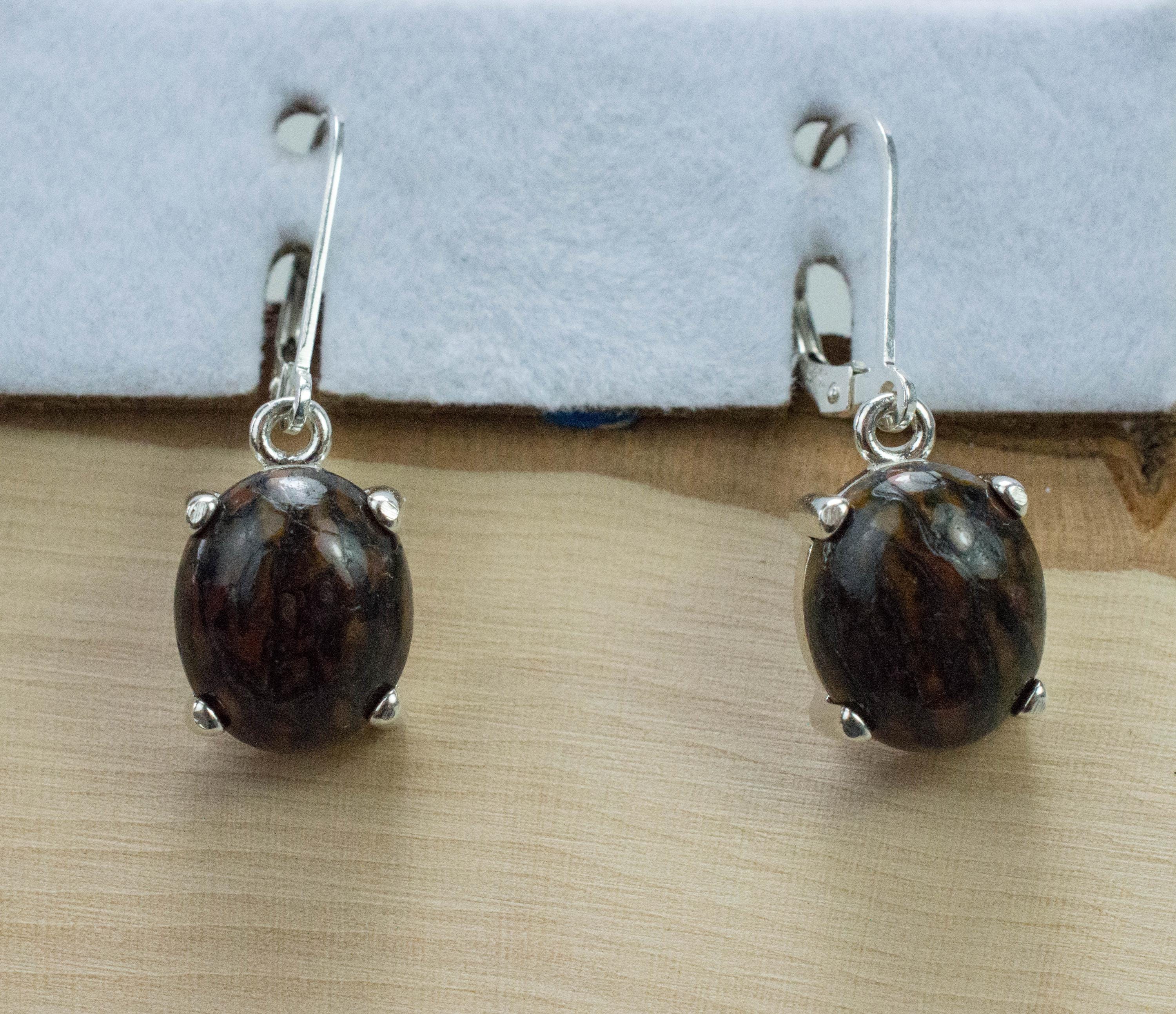 Dinosaur Bone Earrings; Natural Untreated Utah Dino Bone; 8.975cts - Mark Oliver Gems