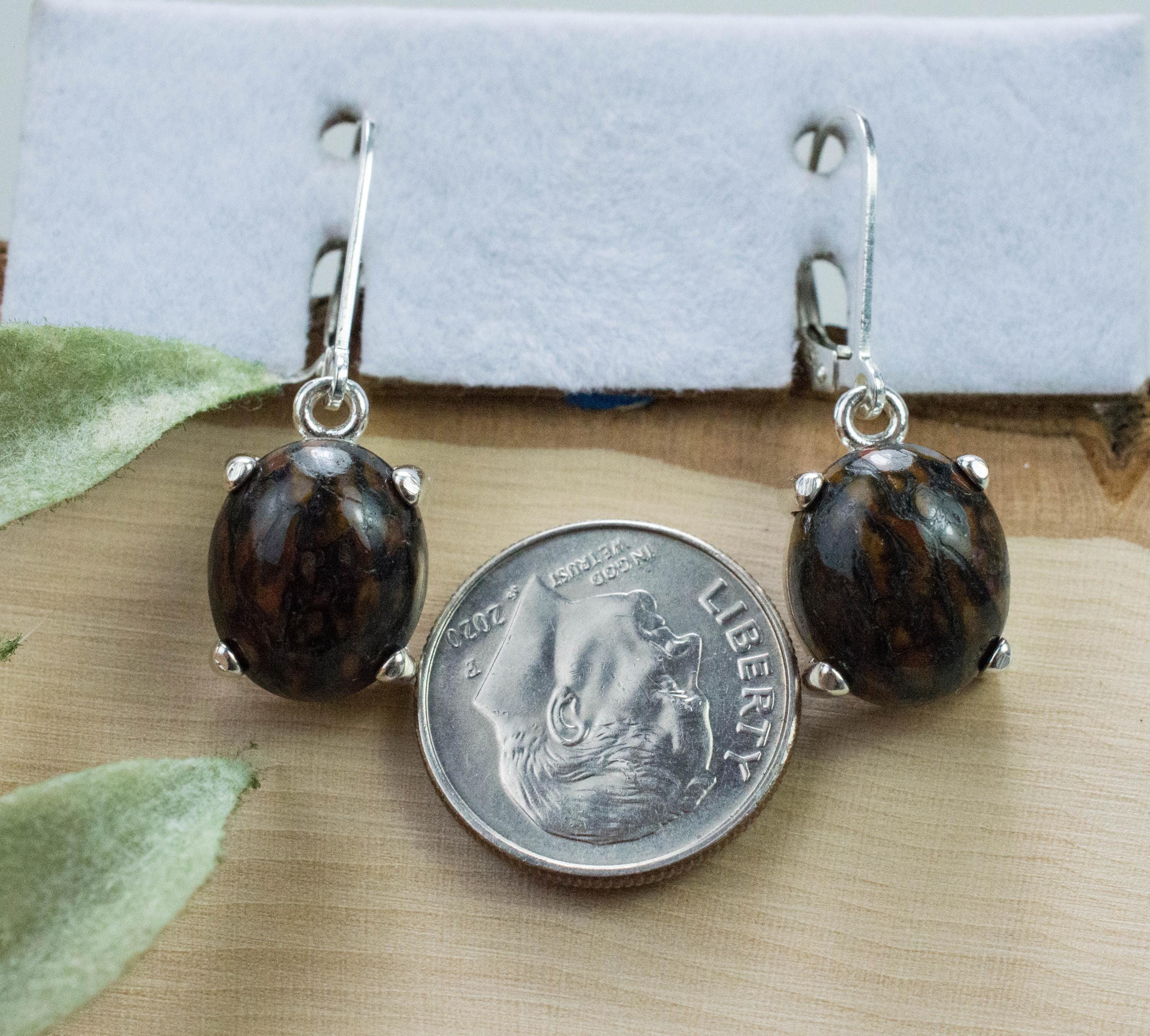 Dinosaur Bone Earrings; Natural Untreated Utah Dino Bone; 8.975cts - Mark Oliver Gems