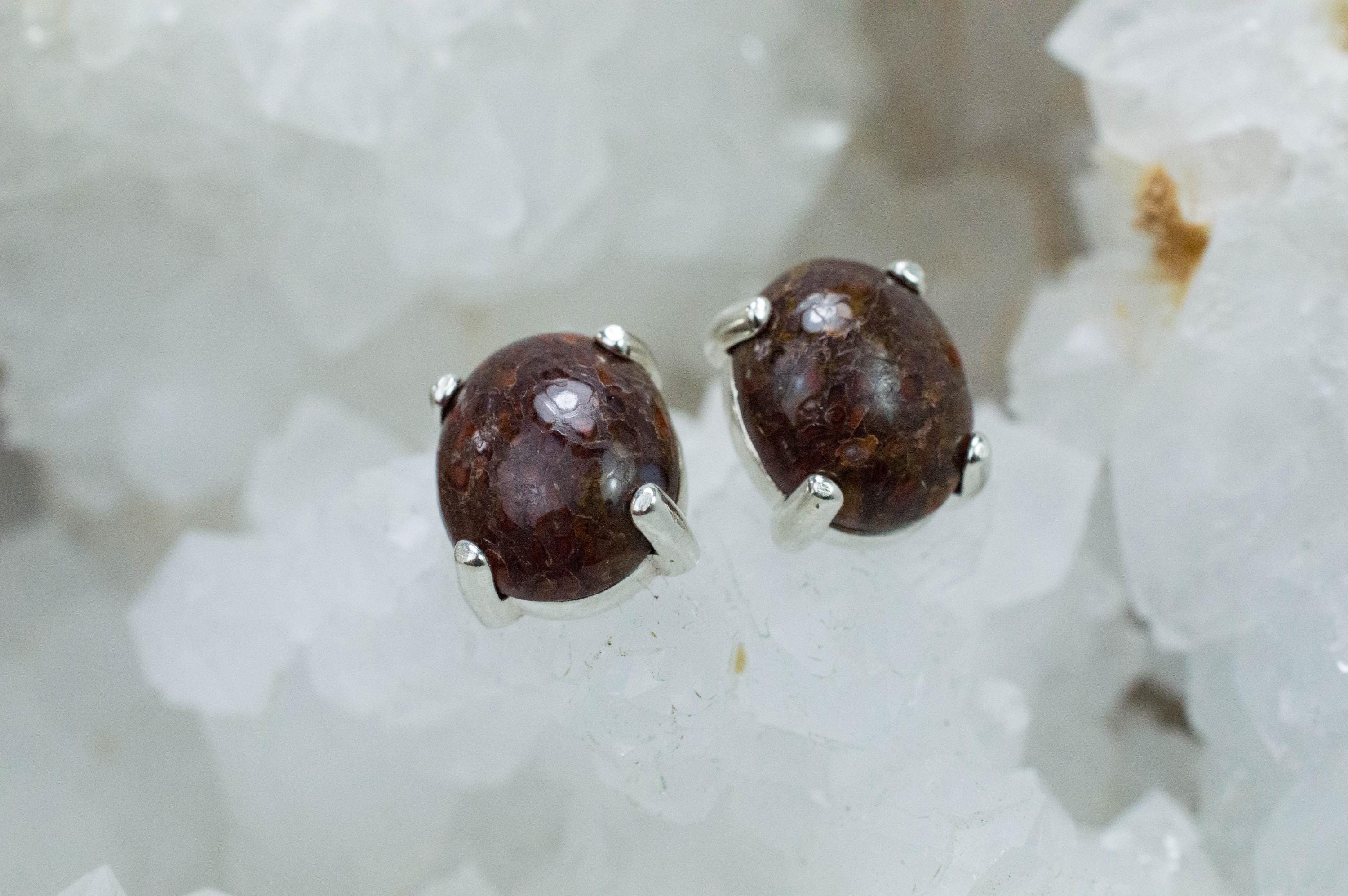 Dinosaur Bone Earrings; Natural Untreated Utah Dino Bone; 7.480cts - Mark Oliver Gems