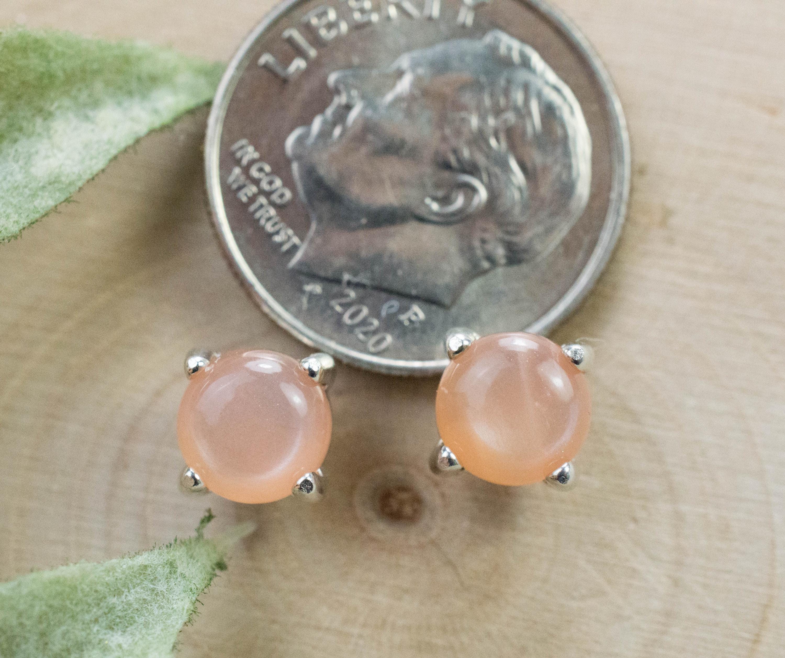 Peach Moonstone Earrings; Natural Untreated Indian Moonstone; 1.670cts - Mark Oliver Gems