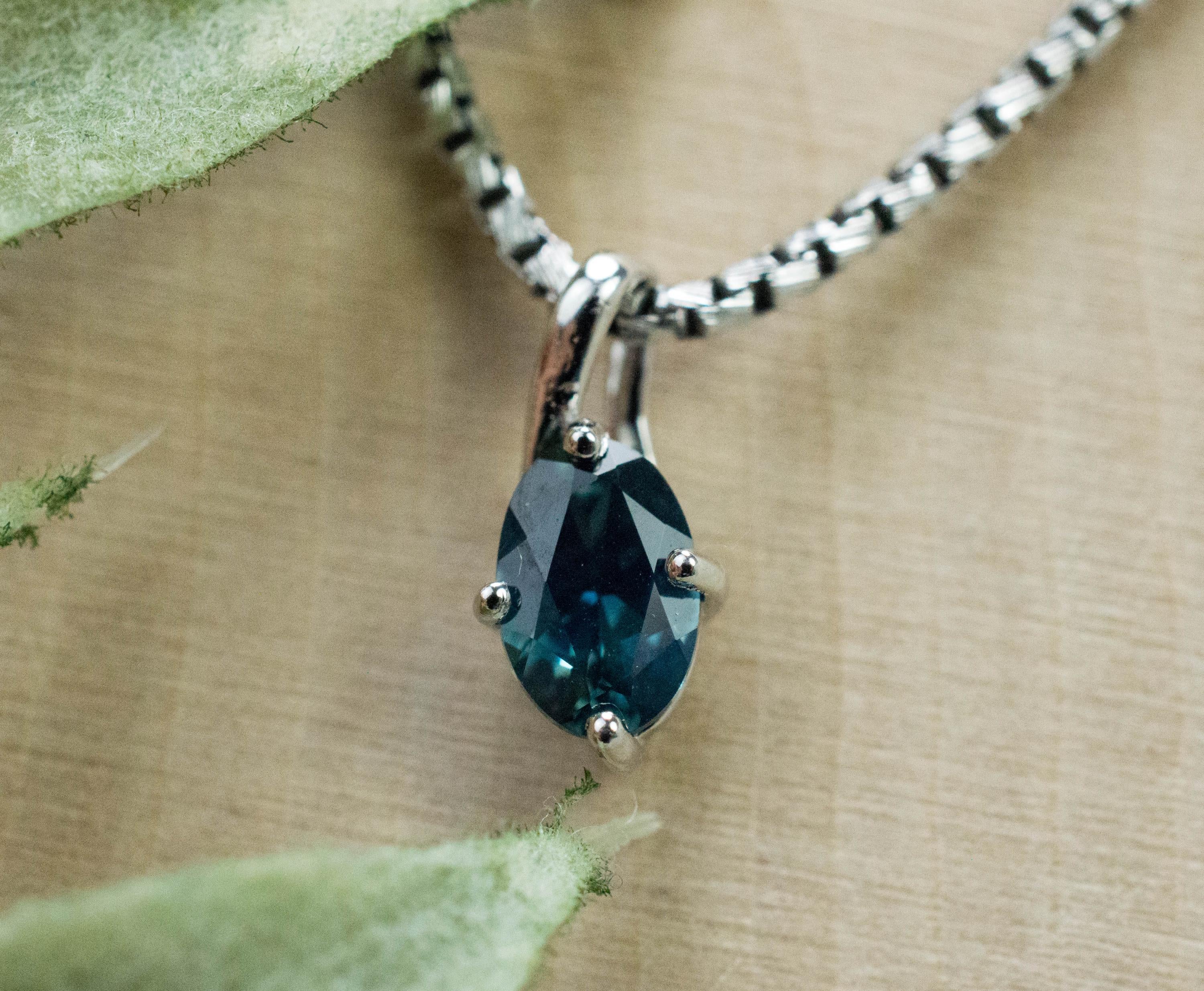 Australia Sapphire Pendant; Natural Untreated Sapphire; 0.605cts - Mark Oliver Gems