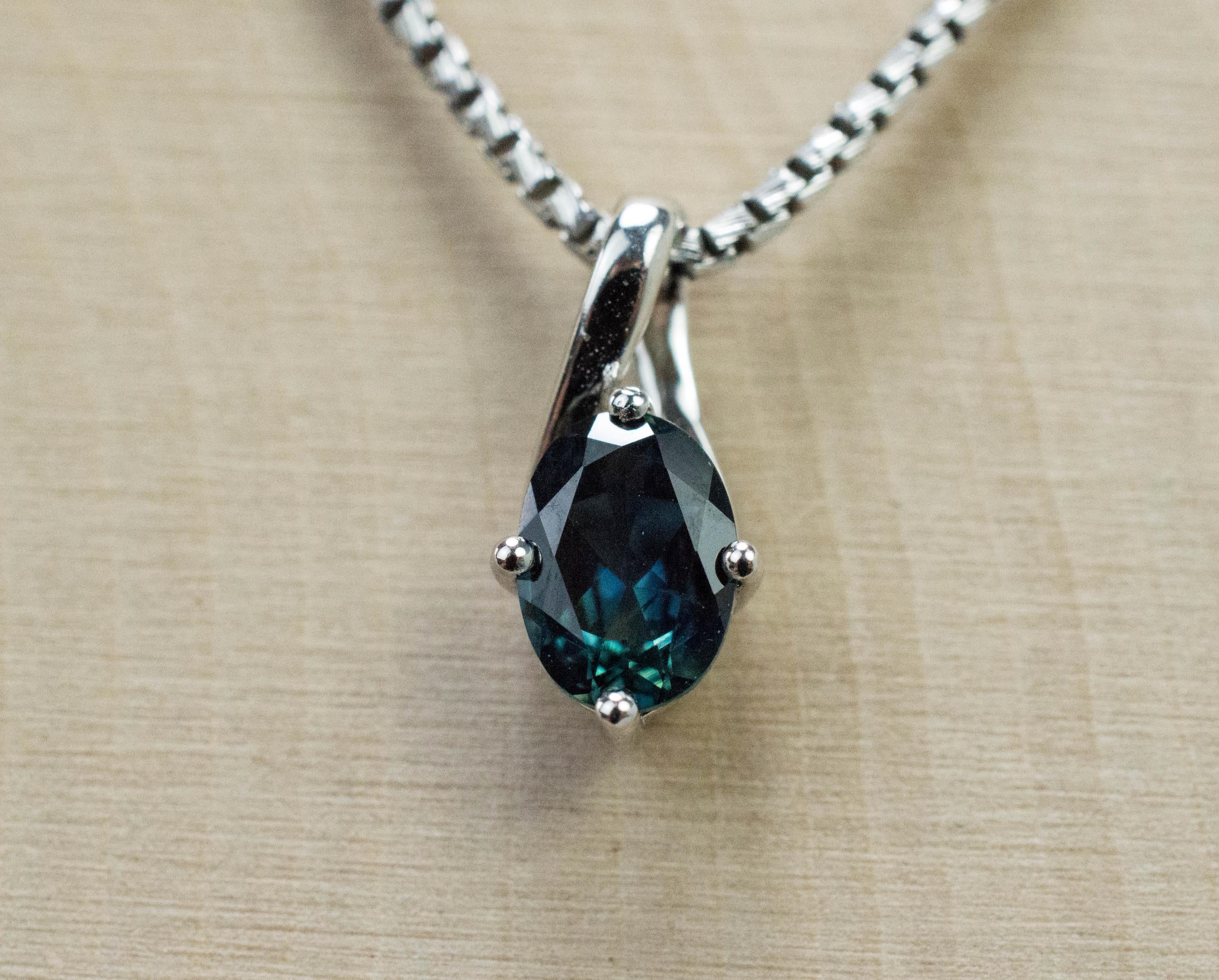 Australia Sapphire Pendant; Natural Untreated Sapphire; 0.810cts - Mark Oliver Gems