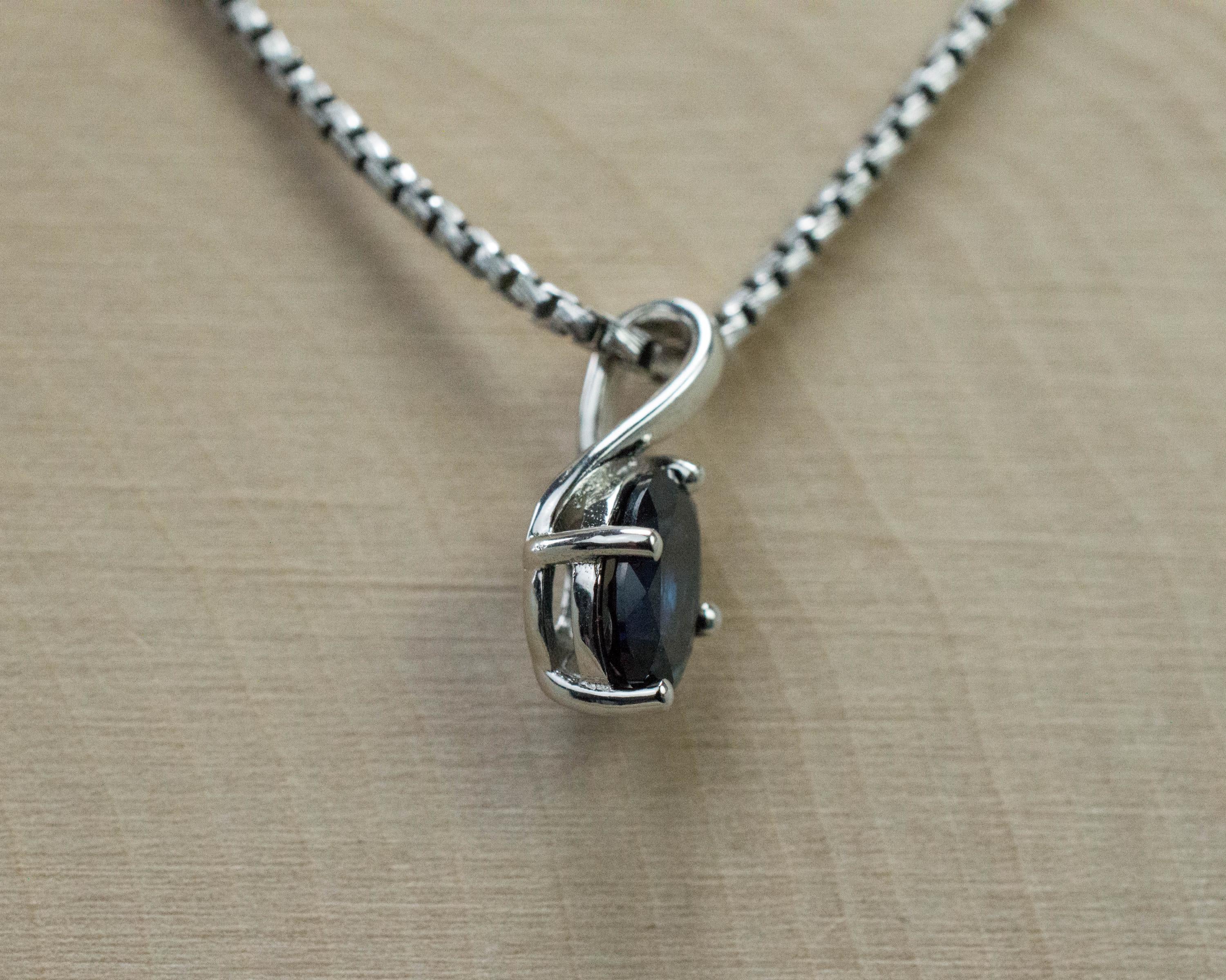 Australia Sapphire Pendant; Natural Untreated Sapphire; 0.815cts - Mark Oliver Gems