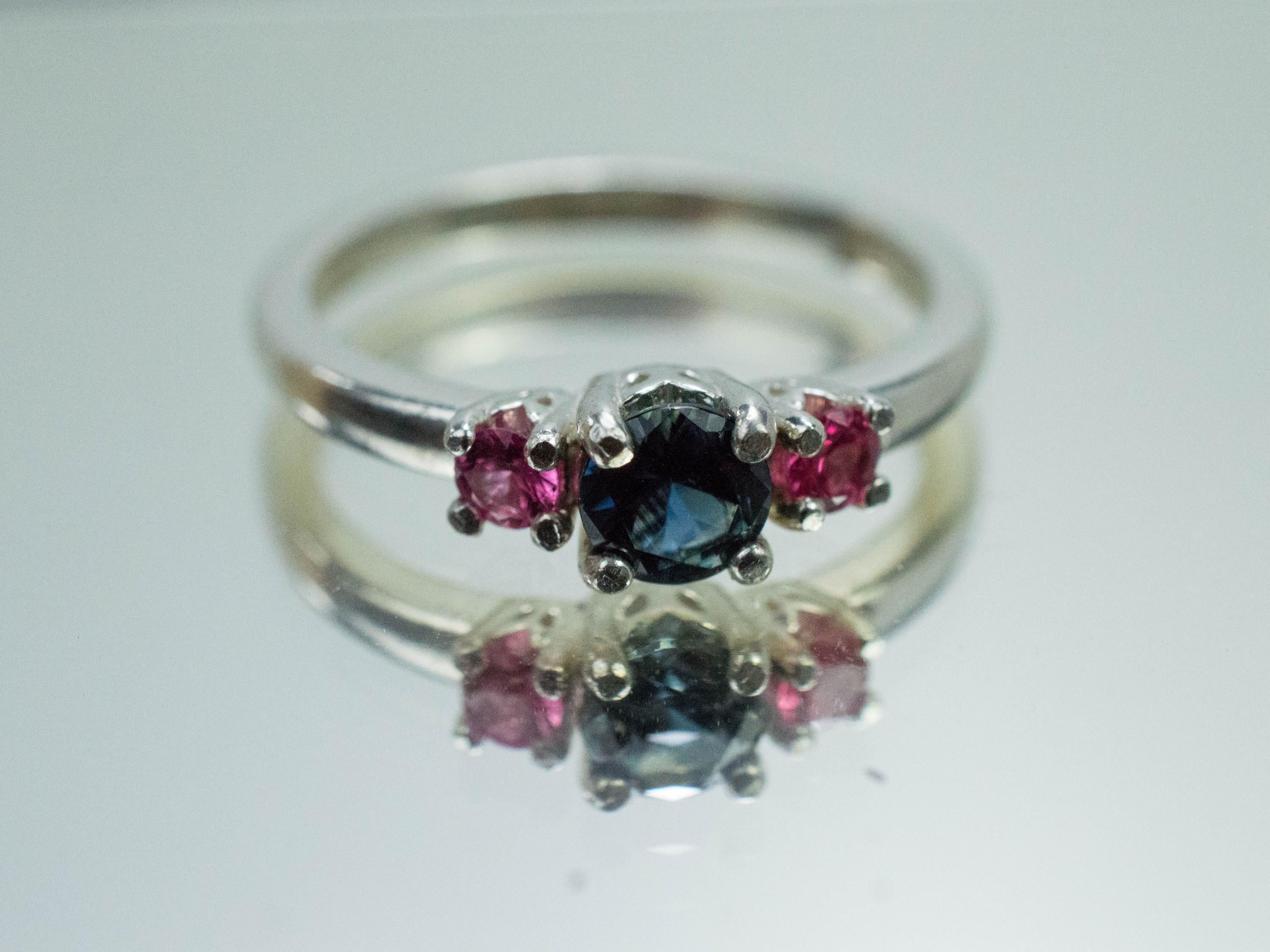 Australia Sapphire and Spinel Ring, Natural Untreated Blue Sapphire and Mahenge Spinel - Mark Oliver Gems