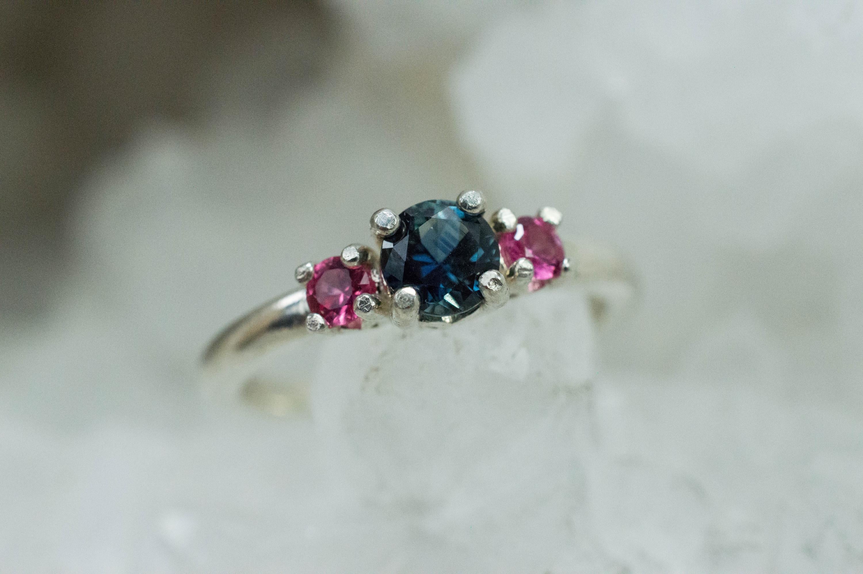 Australia Sapphire and Spinel Ring, Natural Untreated Blue Sapphire and Mahenge Spinel - Mark Oliver Gems
