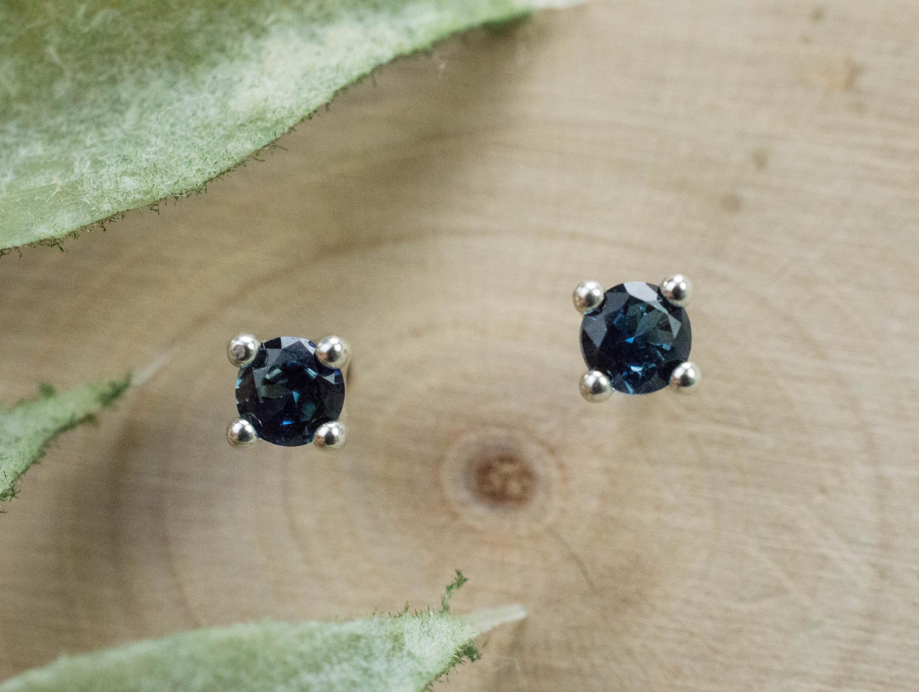 Australia Sapphire Earrings, Natural Untreated Blue Sapphire; 0.285cts - Mark Oliver Gems