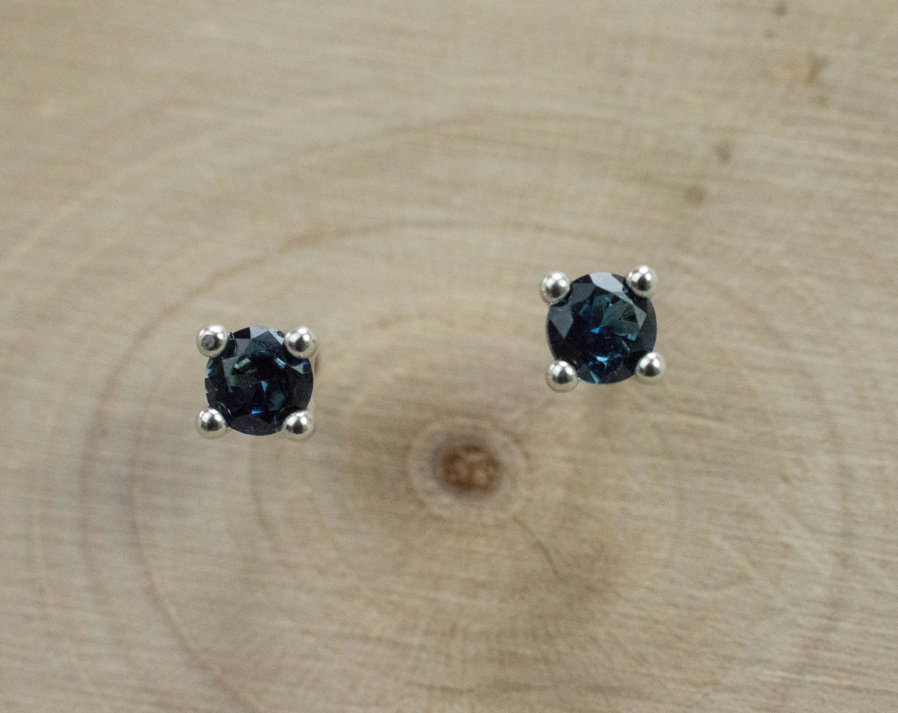 Australia Sapphire Earrings, Natural Untreated Blue Sapphire; 0.285cts - Mark Oliver Gems