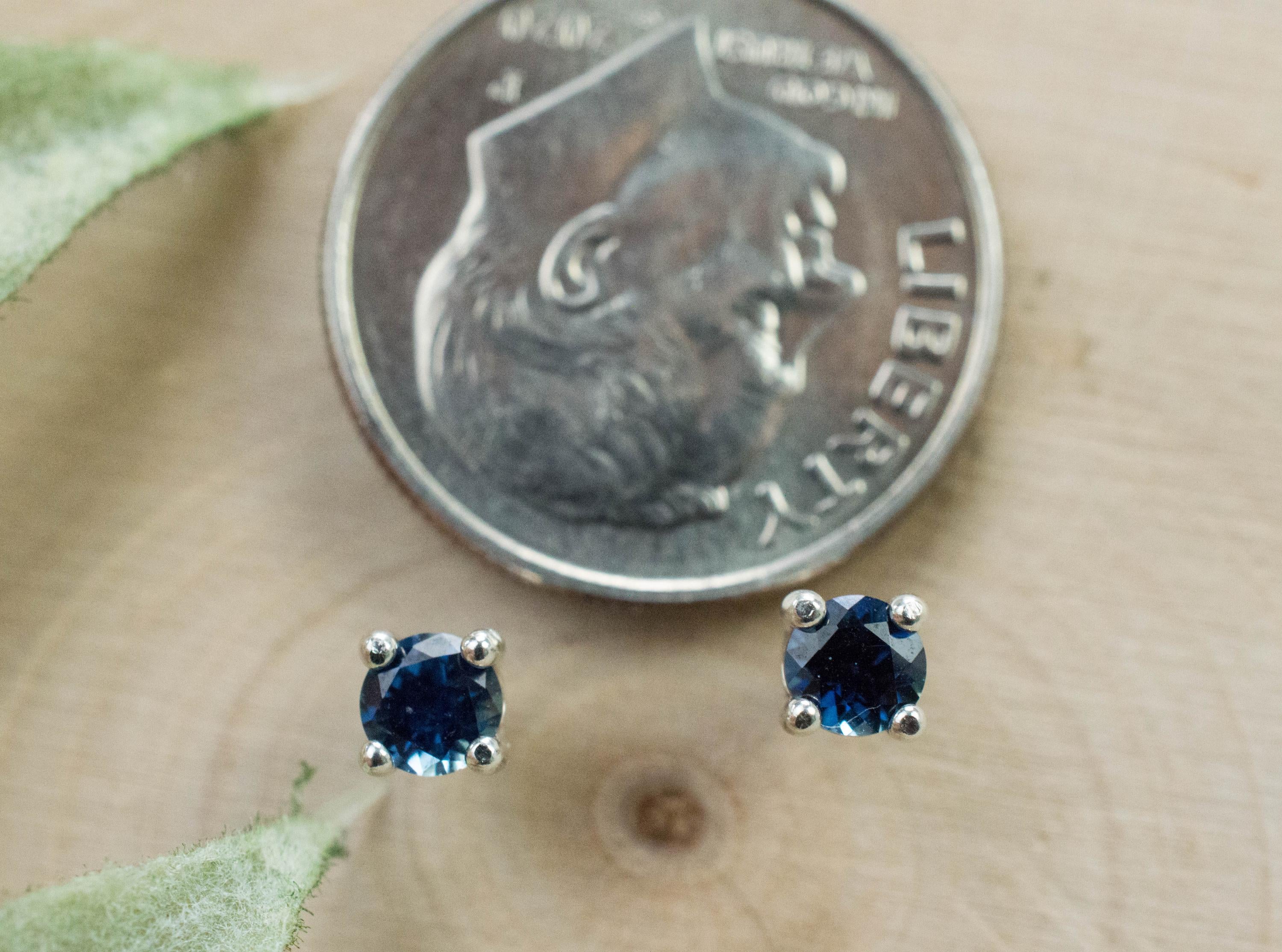Australia Sapphire Earrings, Natural Untreated Blue Sapphire; 0.390cts - Mark Oliver Gems