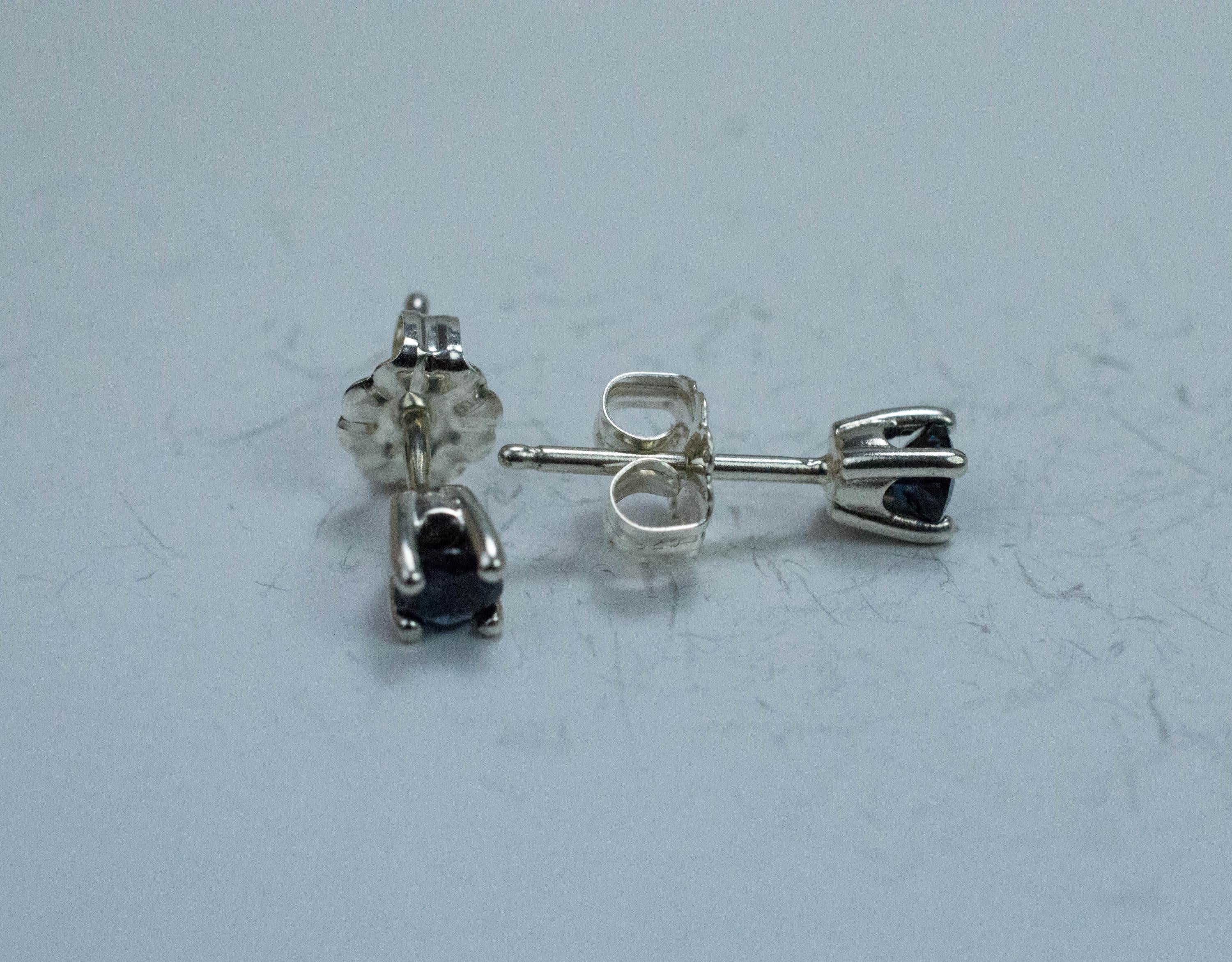 Australia Sapphire Earrings, Natural Untreated Blue Sapphire; 0.390cts - Mark Oliver Gems