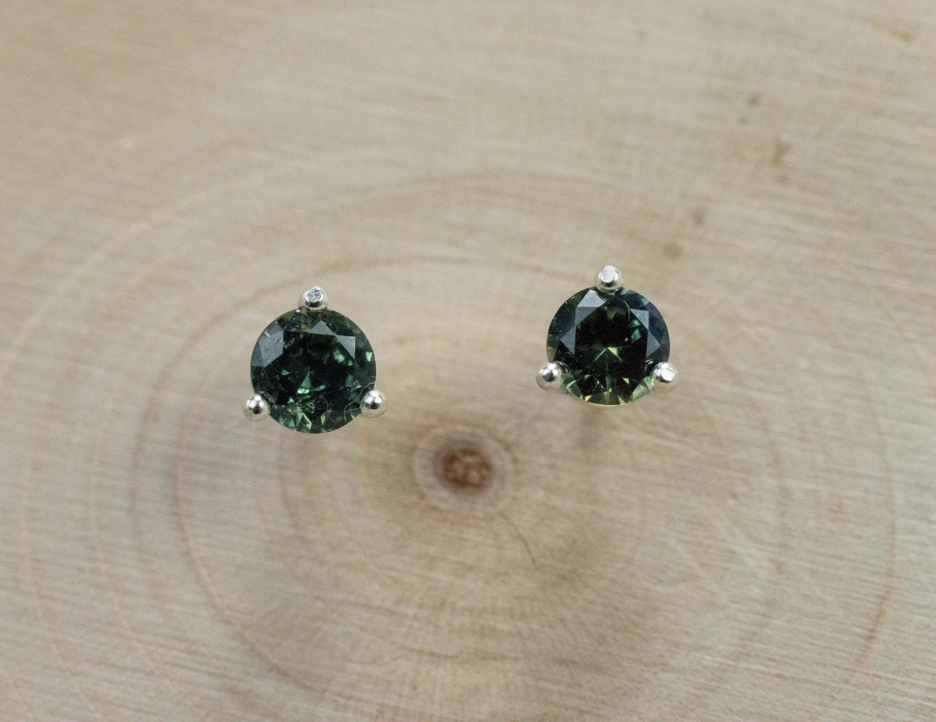 Australia Sapphire Earrings, Natural Untreated Parti Sapphire; 0.700cts - Mark Oliver Gems