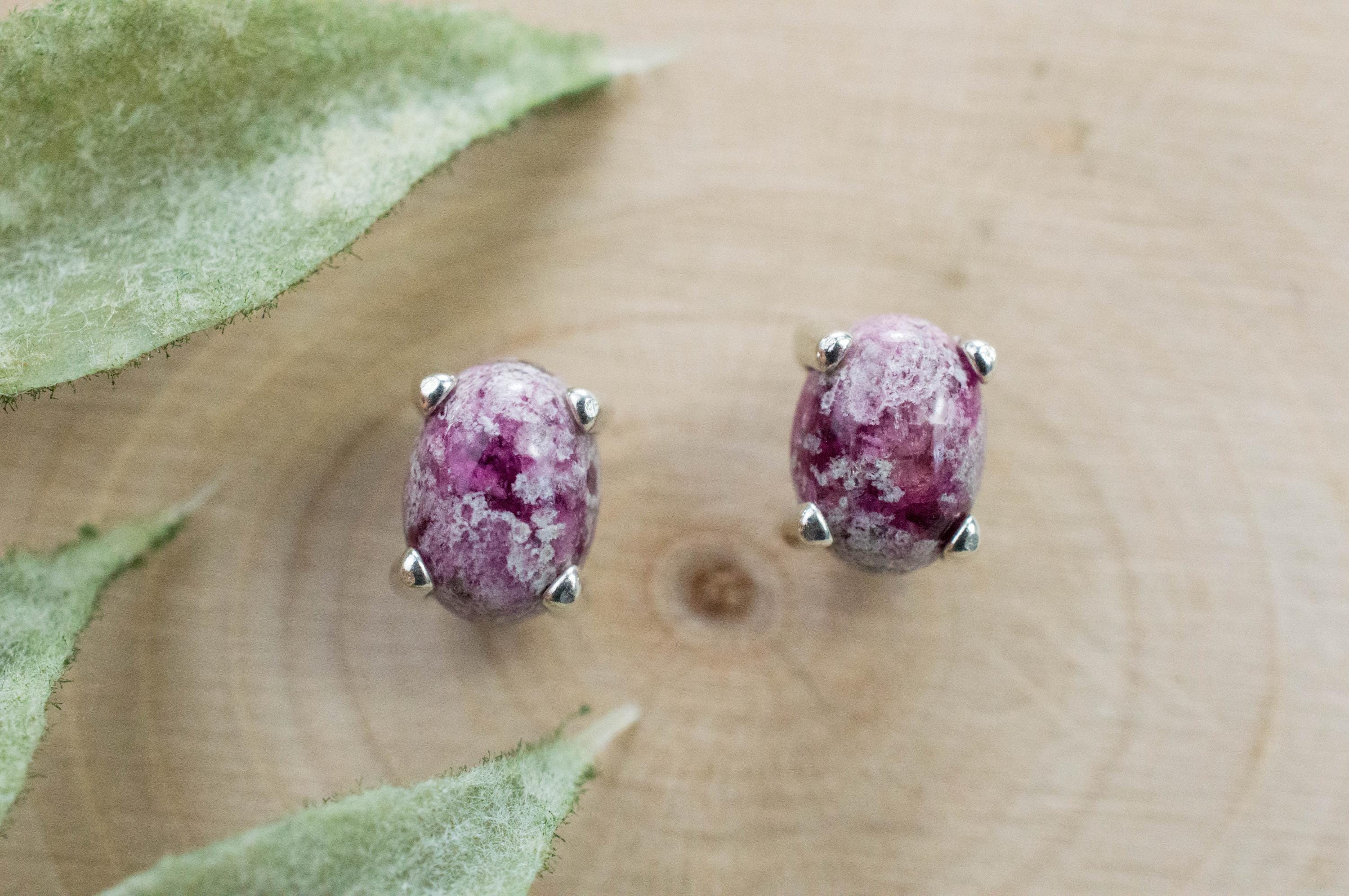 Bixbite Earrings; Natural Untreated USA Red Beryl in Matrix; 1.600cts - Mark Oliver Gems