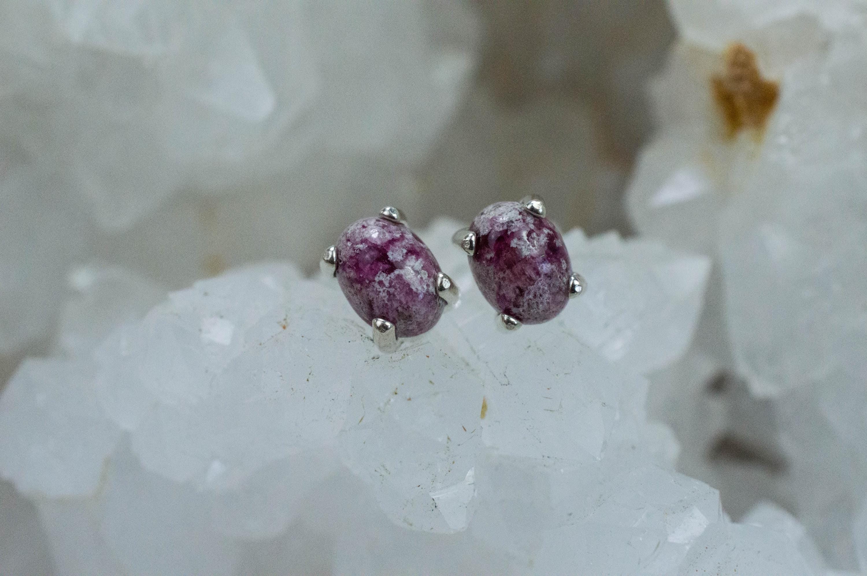 Bixbite Earrings; Natural Untreated USA Red Beryl in Matrix; 1.600cts - Mark Oliver Gems