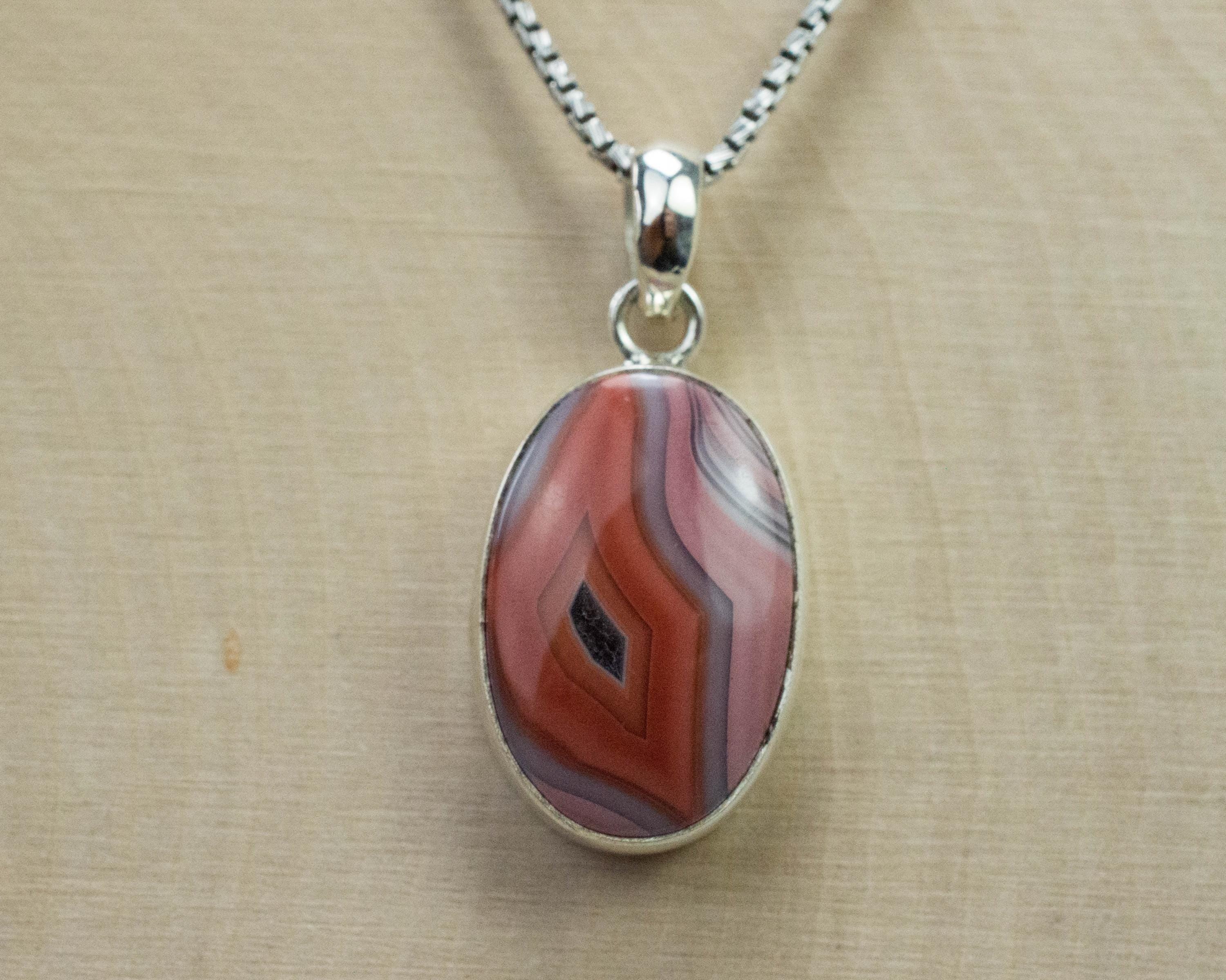 Agate Pendant; Natural Untreated Malawi Agate - Mark Oliver Gems