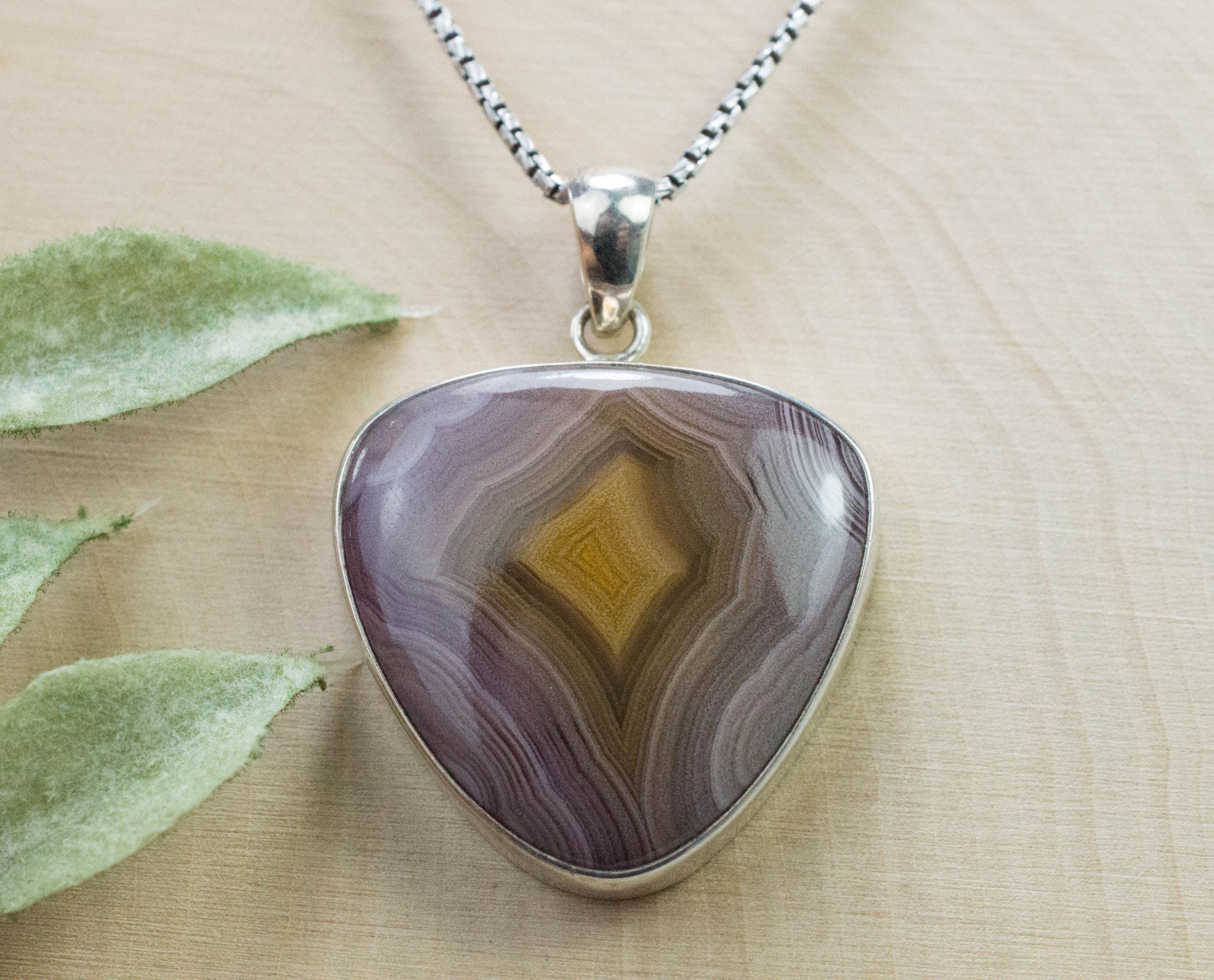 Parcelas Agate Pendant; Natural Untreated Mexican Purple Passion Agate - Mark Oliver Gems
