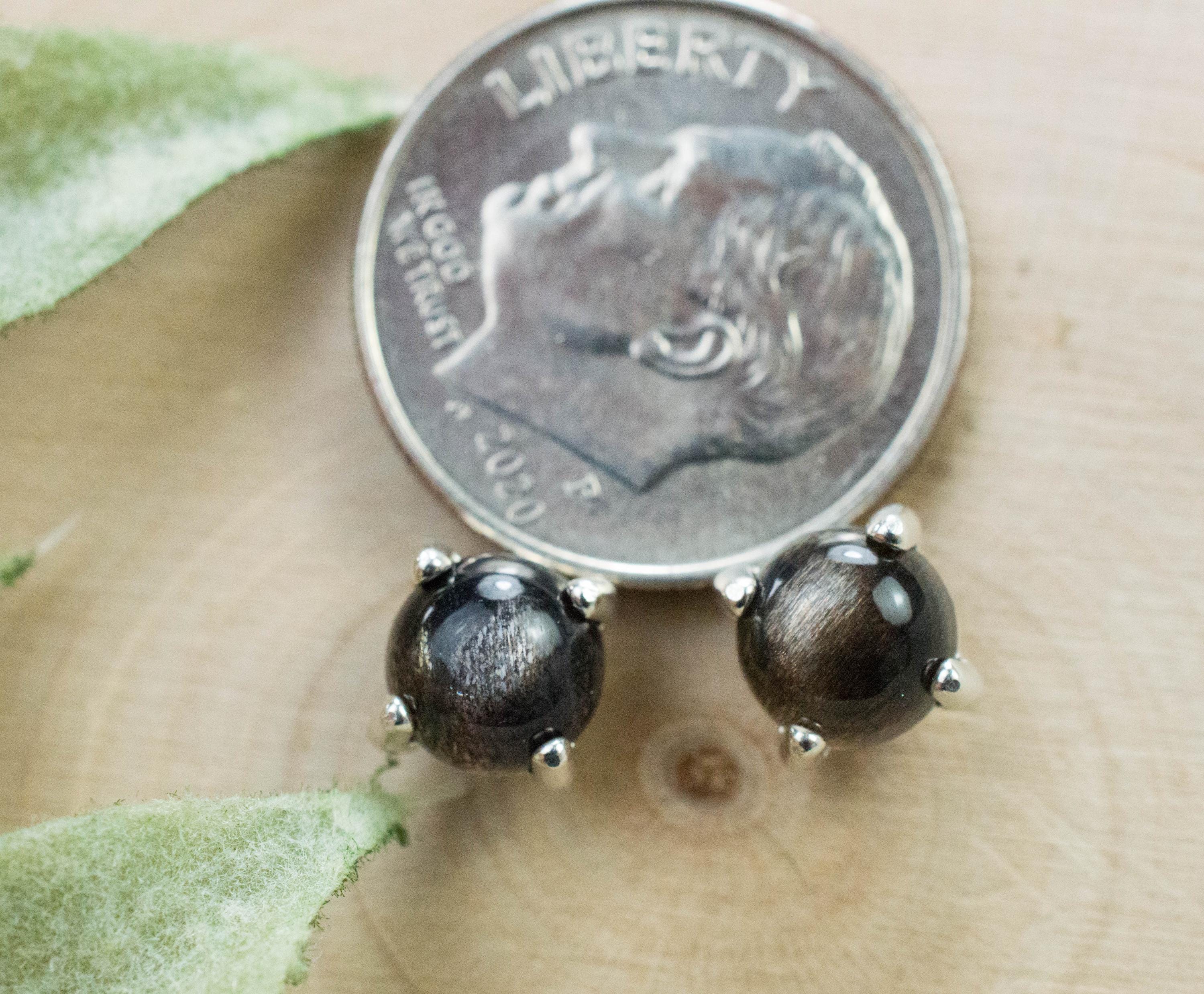 Black Moonstone Earrings; Natural Untreated India Moonstone; 1.655cts - Mark Oliver Gems