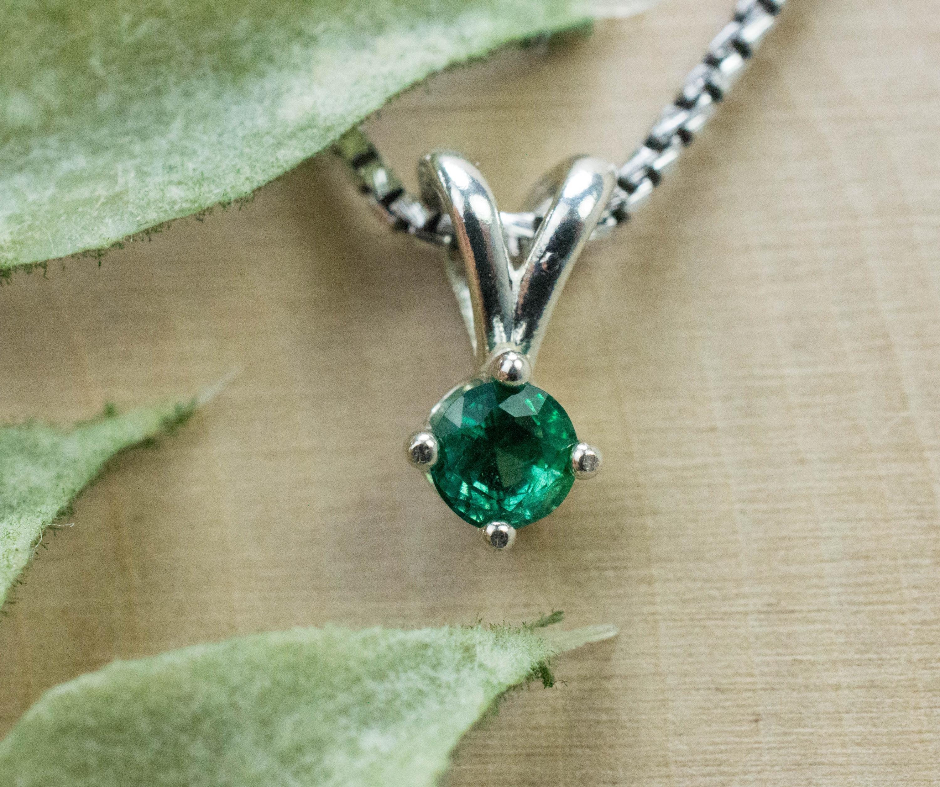 Emerald Pendant, Natural Zambia Emerald; 0.300cts - Mark Oliver Gems