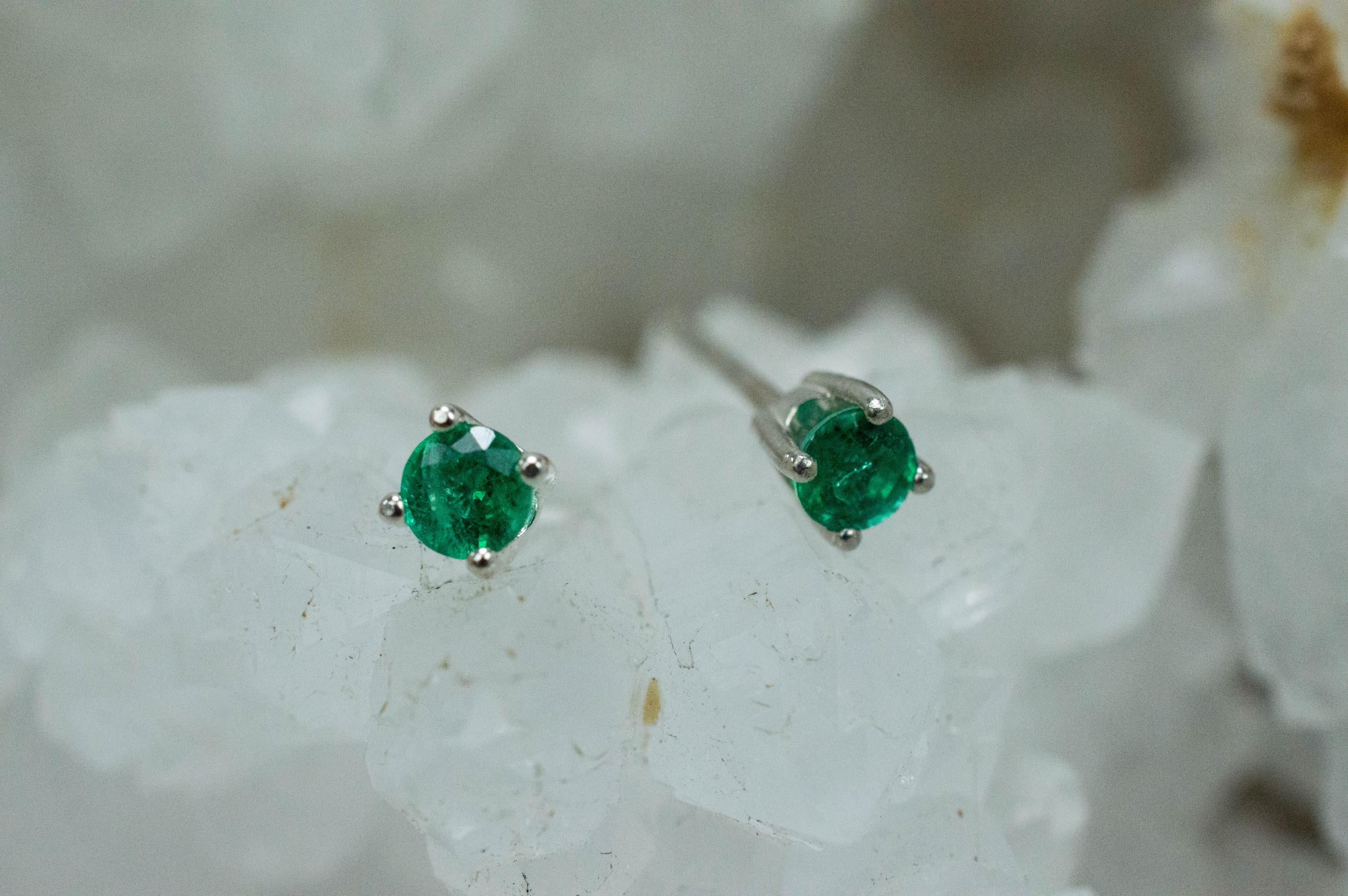 Emerald Earrings; Natural Zambia Emeralds; 0.400cts - Mark Oliver Gems