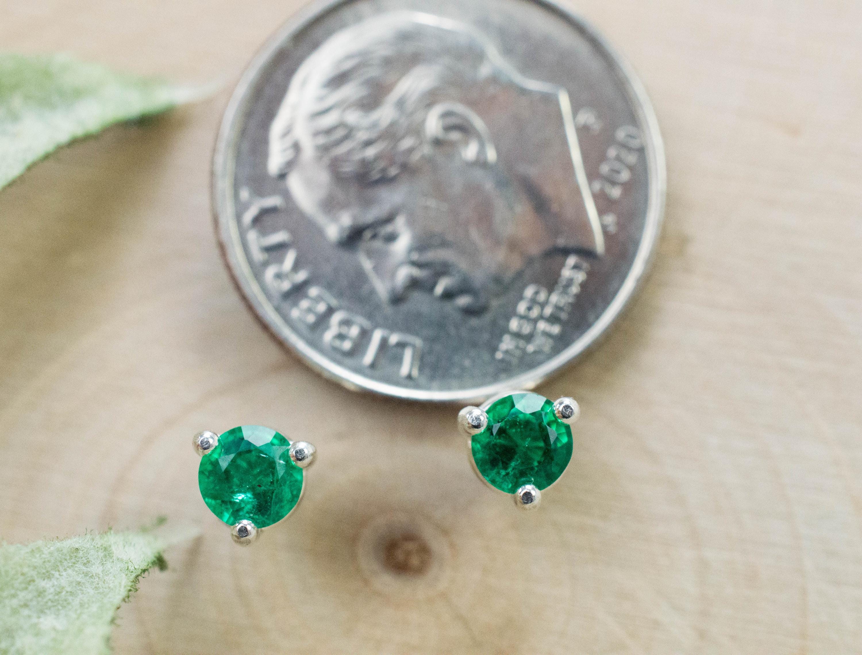 Emerald Earrings; Natural Zambia Emerald; 0.400cts - Mark Oliver Gems