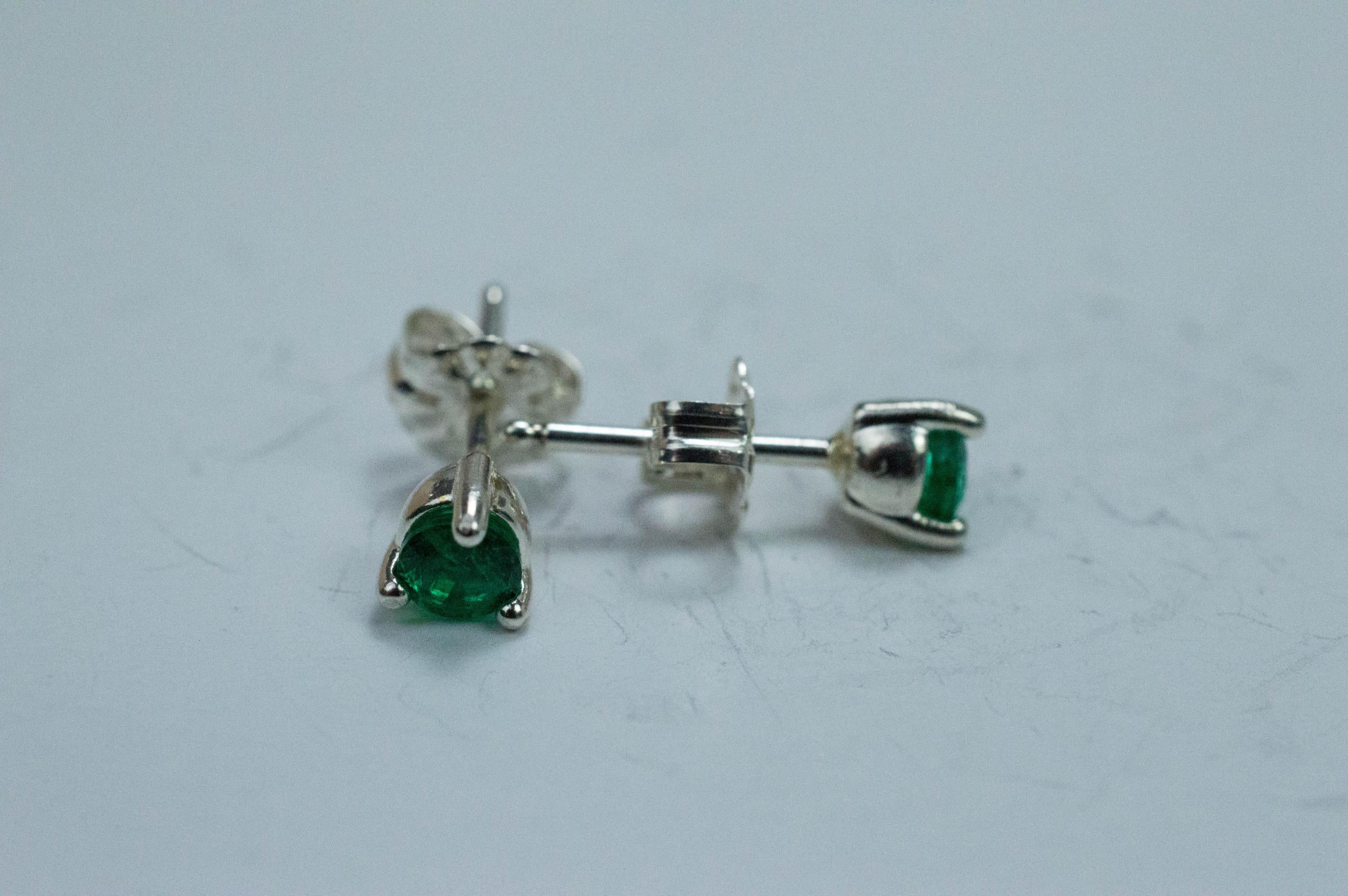 Emerald Earrings; Natural Zambia Emerald; 0.410cts - Mark Oliver Gems